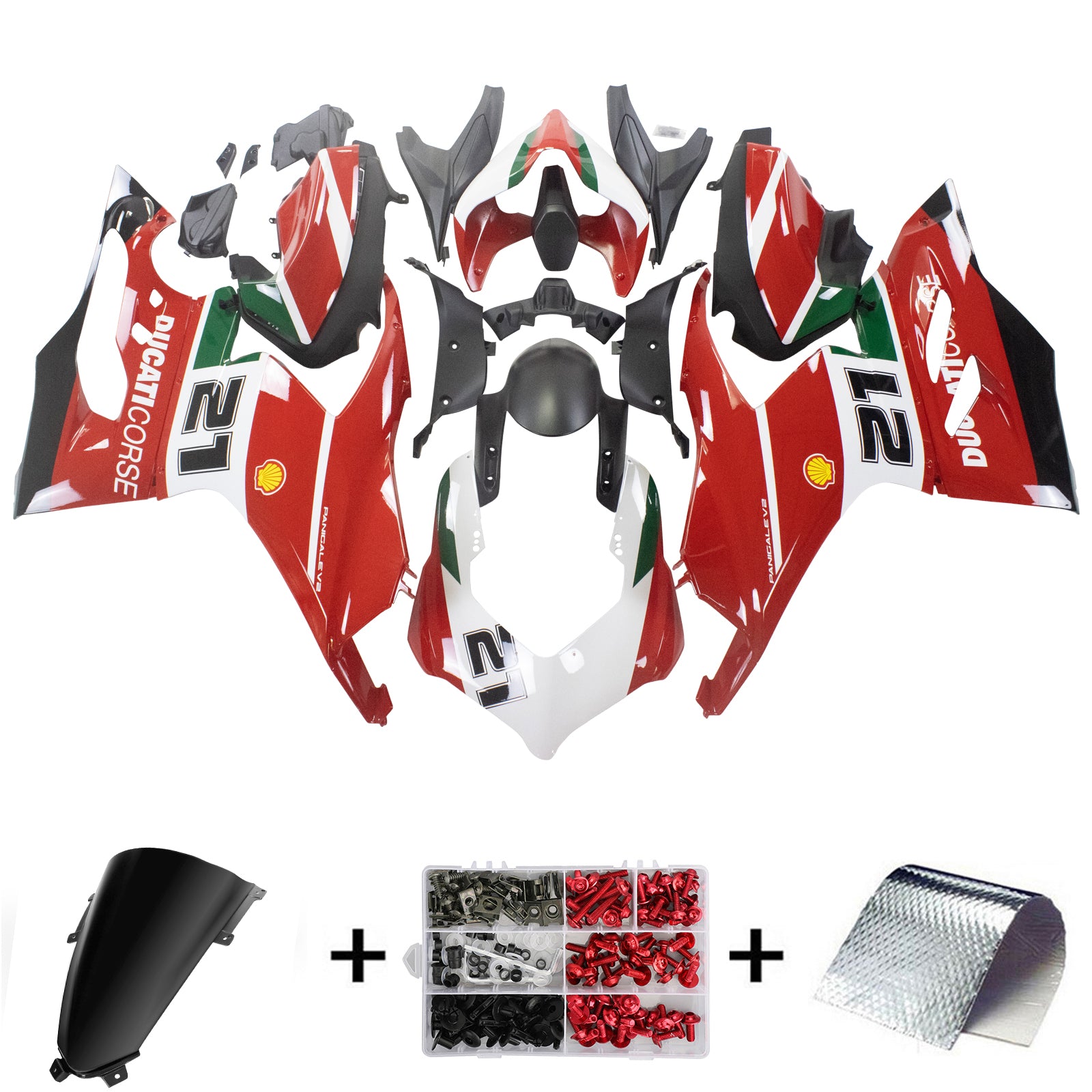 Kit de carénage Amotopart Ducati 2020-2024 Panigale V2 rouge blanc