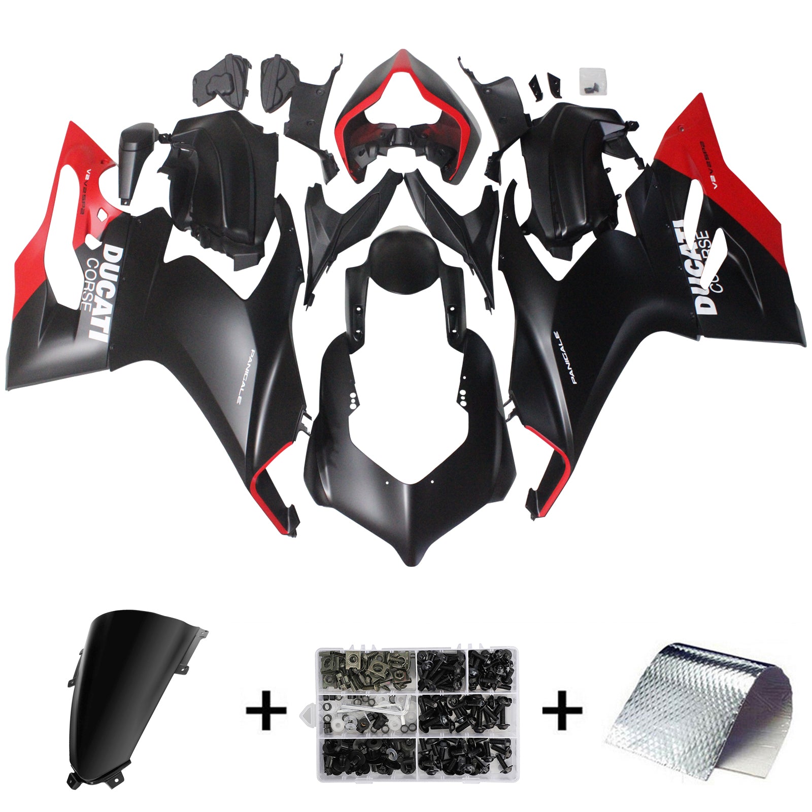 Amotopart 2020-2024 Ducati Panigale V2 Kit de carenado negro y rojo