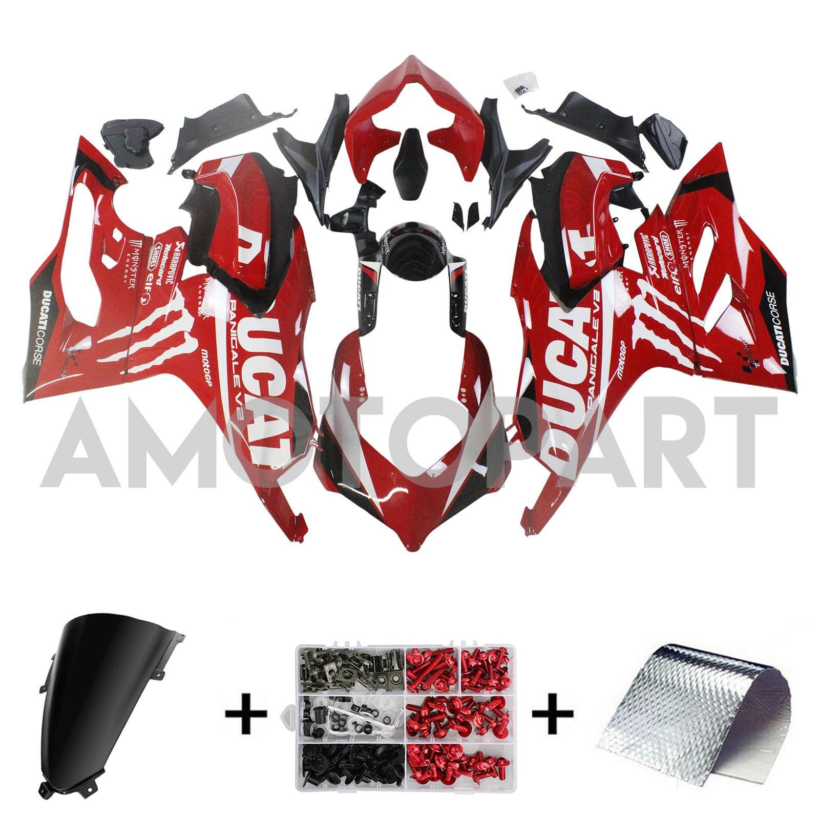 Amotopart 2020-2024 Ducati Panigale V2 Red with White Logo Fairing Kit