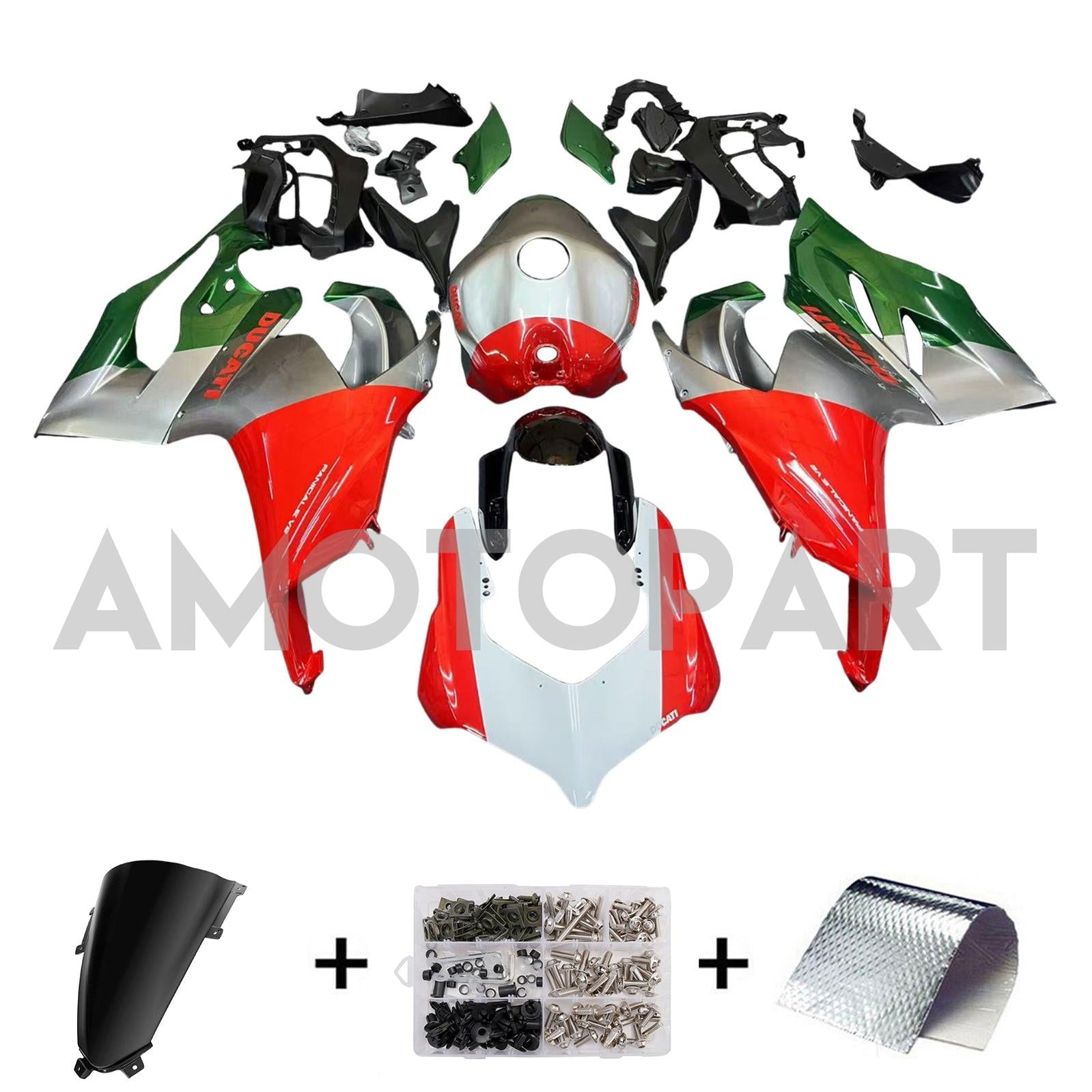 Amotopart 2020-2024 Ducati Panigale V2 Red White Green Fairing Kit