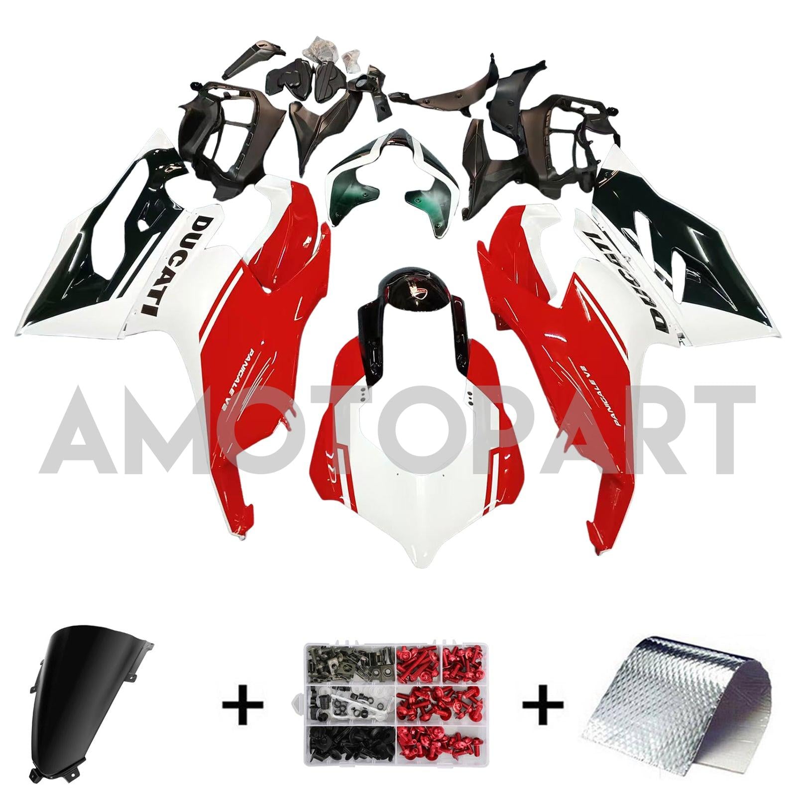 Amotopart 2020-2024 Ducati Panigale V2 Black White Red Fairing Kit