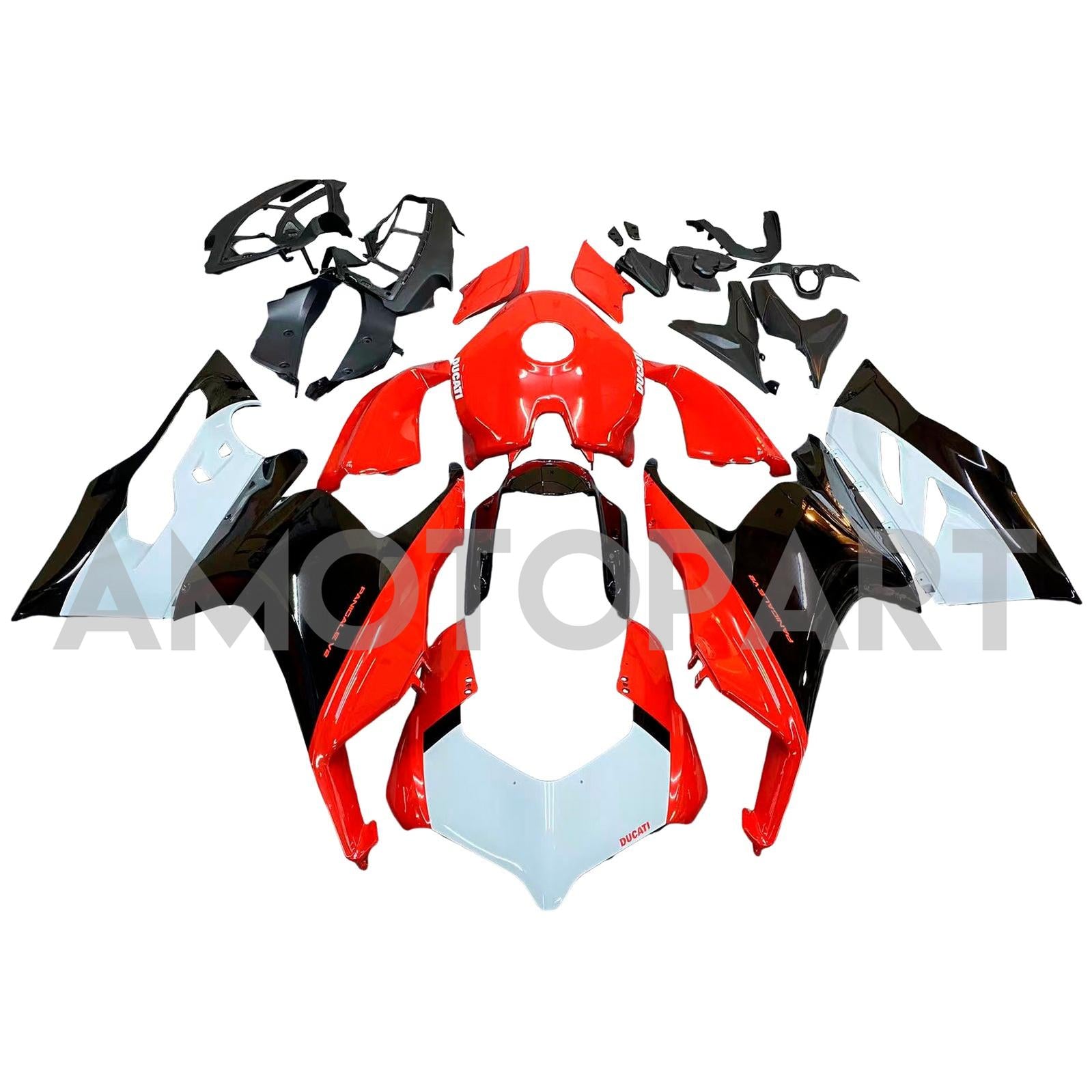 Amotopart 2020-2024 Ducati V2 Glossy Red Black White Fairing Kit