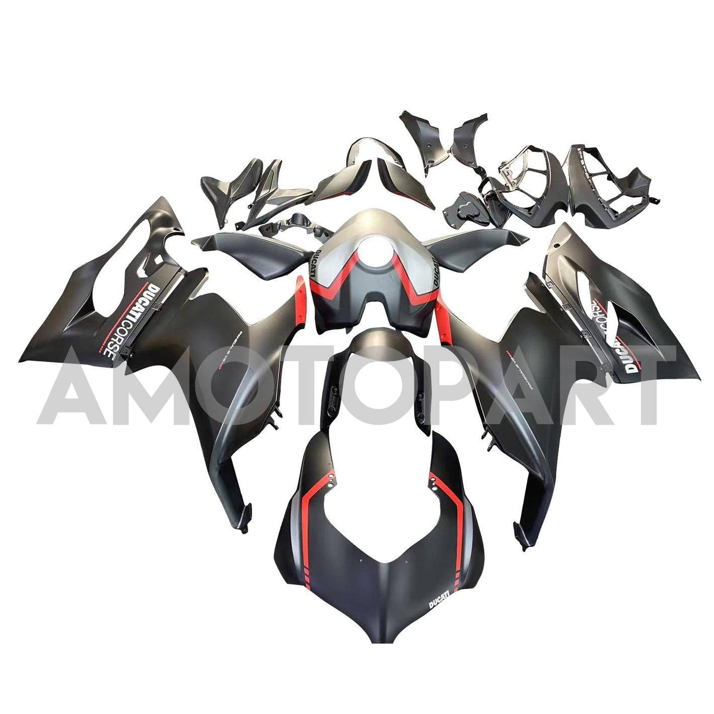 Amotopart 2020-2024 Ducati V2 Matte Black Silver Fairing Kit