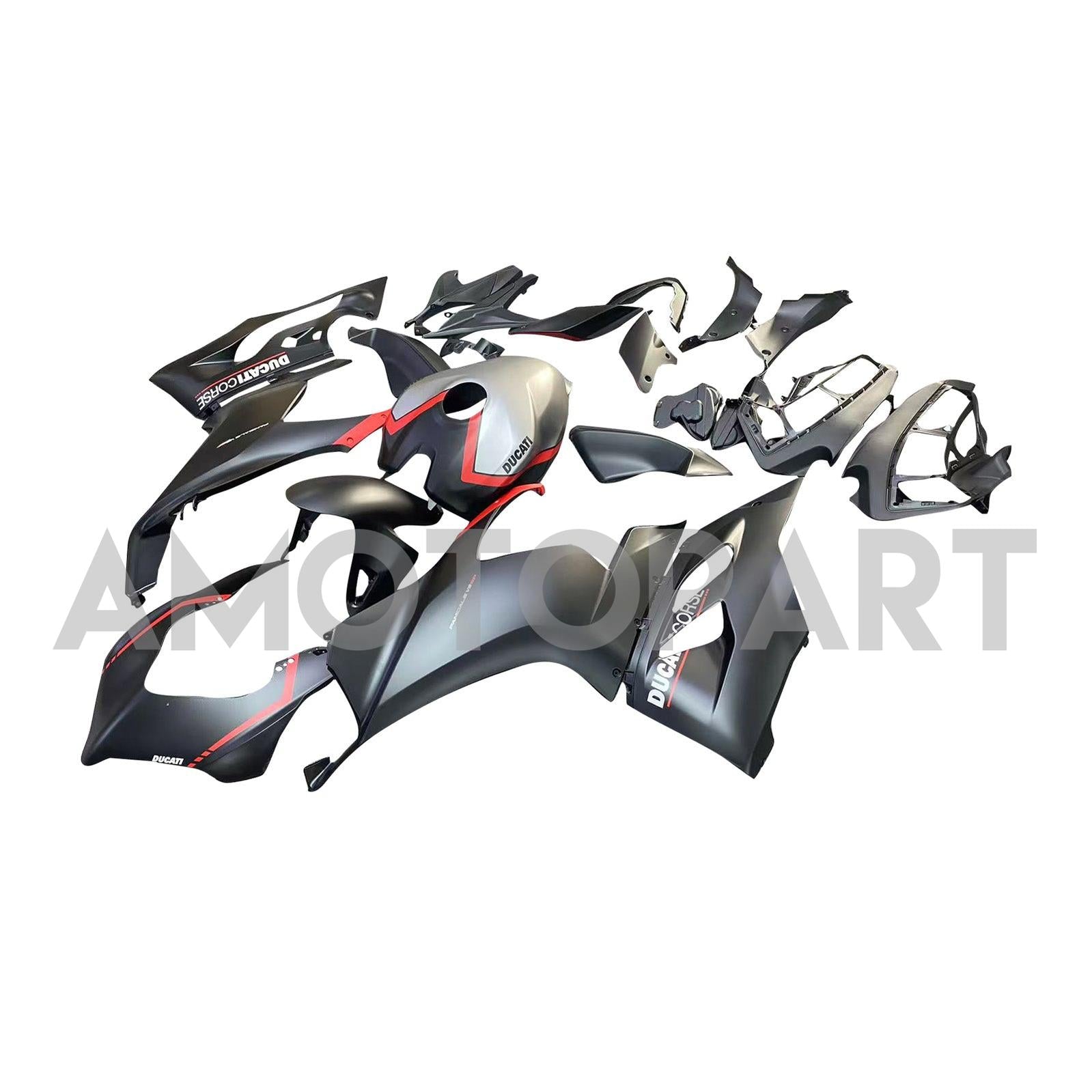 Amotopart 2020-2024 Ducati V2 Matte Black Silver Fairing Kit