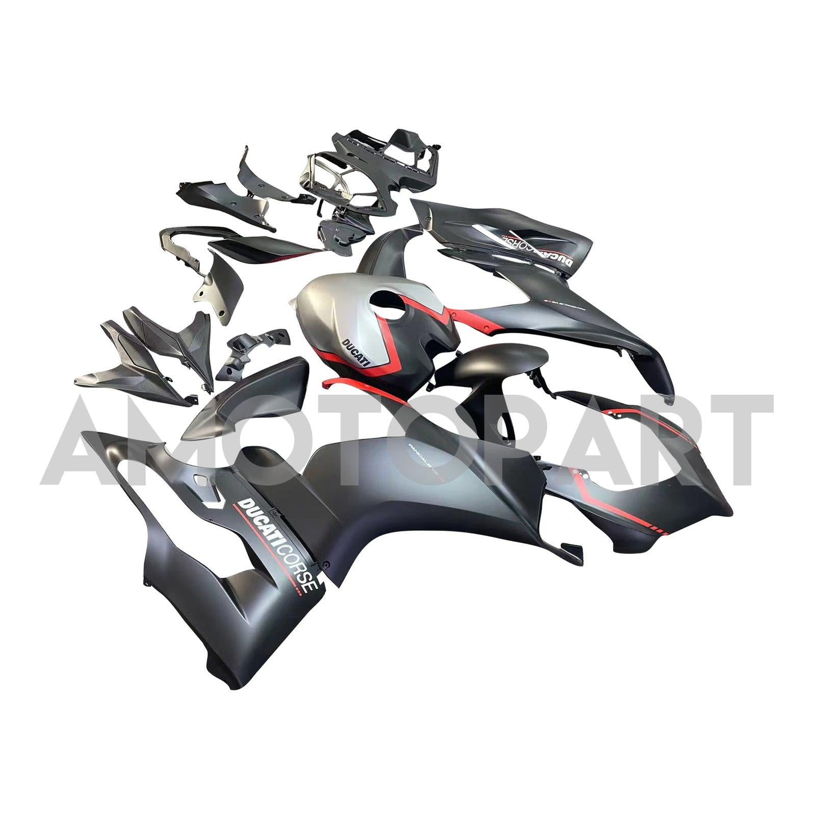 Amotopart 2020-2024 Ducati V2 Matte Black Silver Fairing Kit