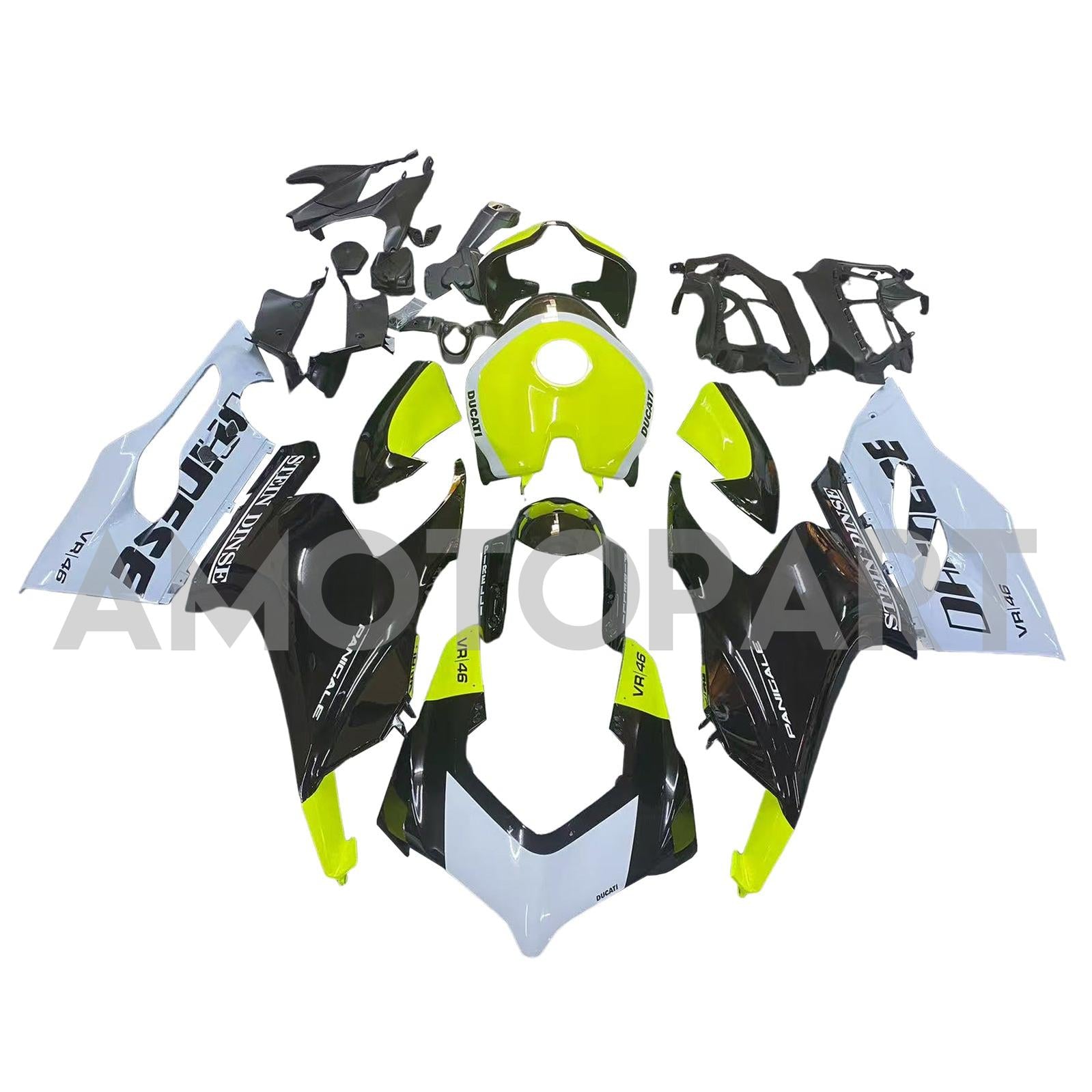 Amotopart 2020-2024 Ducati V2 Glossy Black Gray Green Fairing Kit