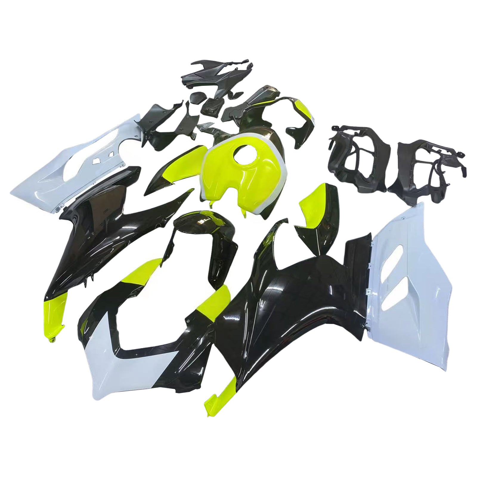 Amotopart 2020–2024 Ducati V2 glänzend schwarz grau grün Verkleidungsset