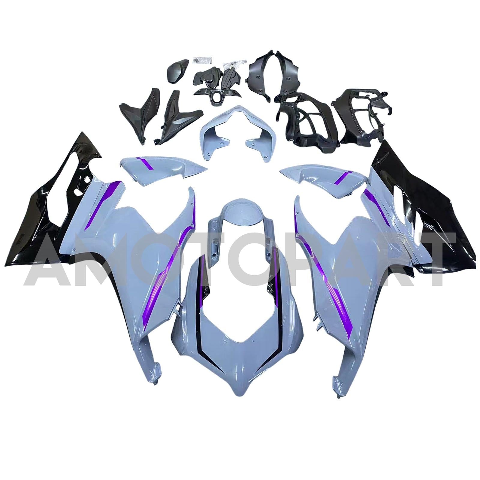 Amotopart 2020-2024 Ducati V2 Glossy Gray Black Fairing Kit