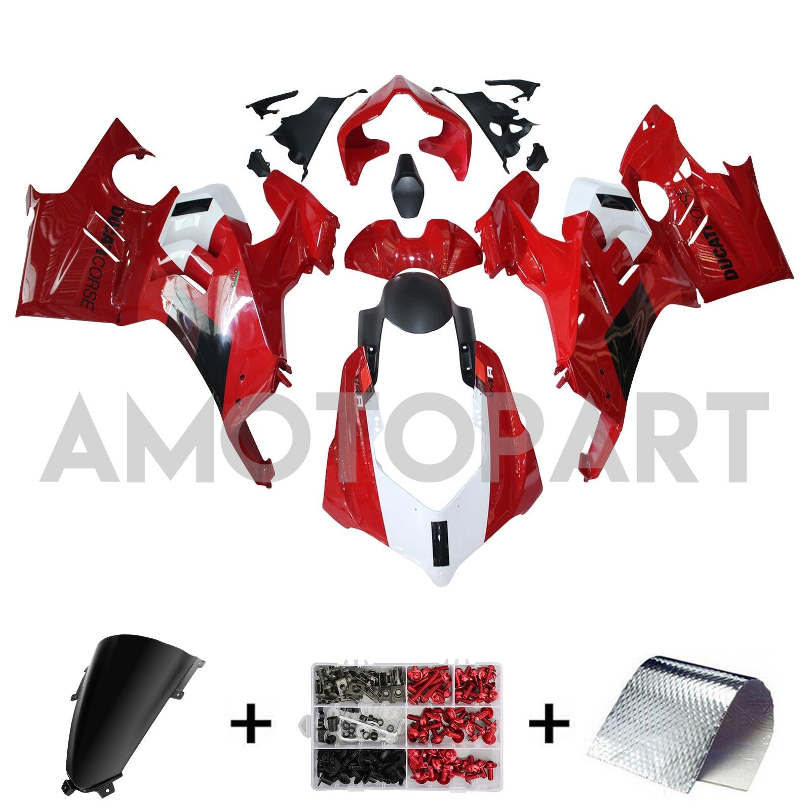 Amotopart Ducati 22-24 Panigale V4 V4S Black White Red Fairing Kit
