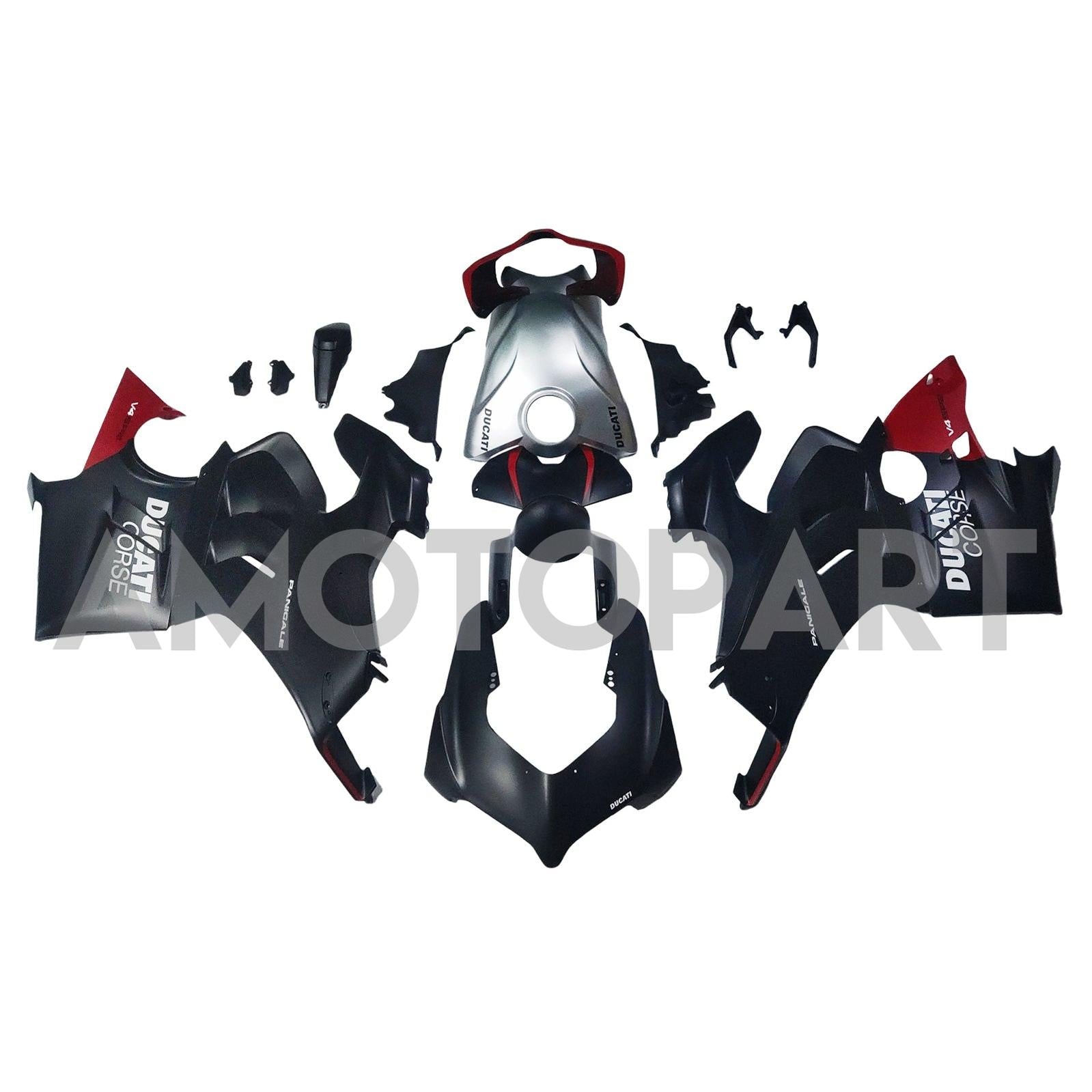 Amotopart Ducati 22-24 Panigale V4 V4S y 23-24 Panigale V4SP V4R Kit de carenado negro rojo blanco
