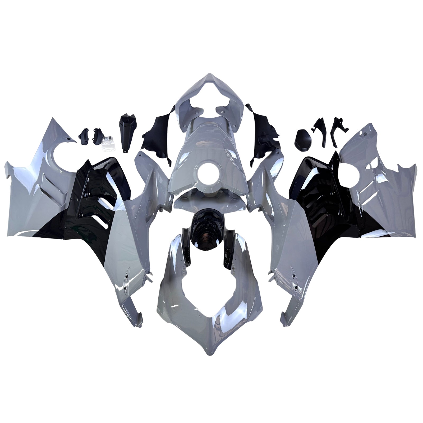 Amotopart Kit carena Ducati 22-24 Panigale V4 V4S & 23-24 Panigale V4SP V4R Nero Grigio Chiaro