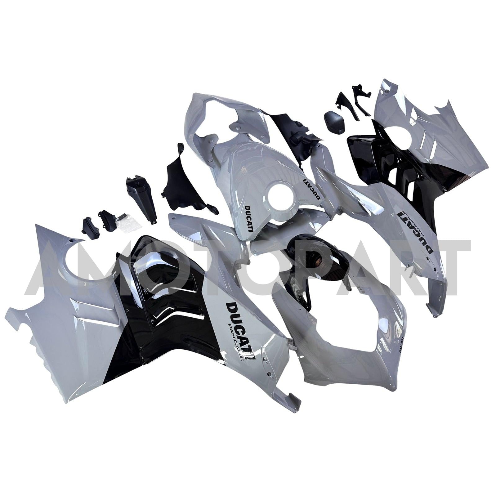 Amotopart Ducati 22-24 Panigale V4 V4S Black Light Grey Fairing Kit