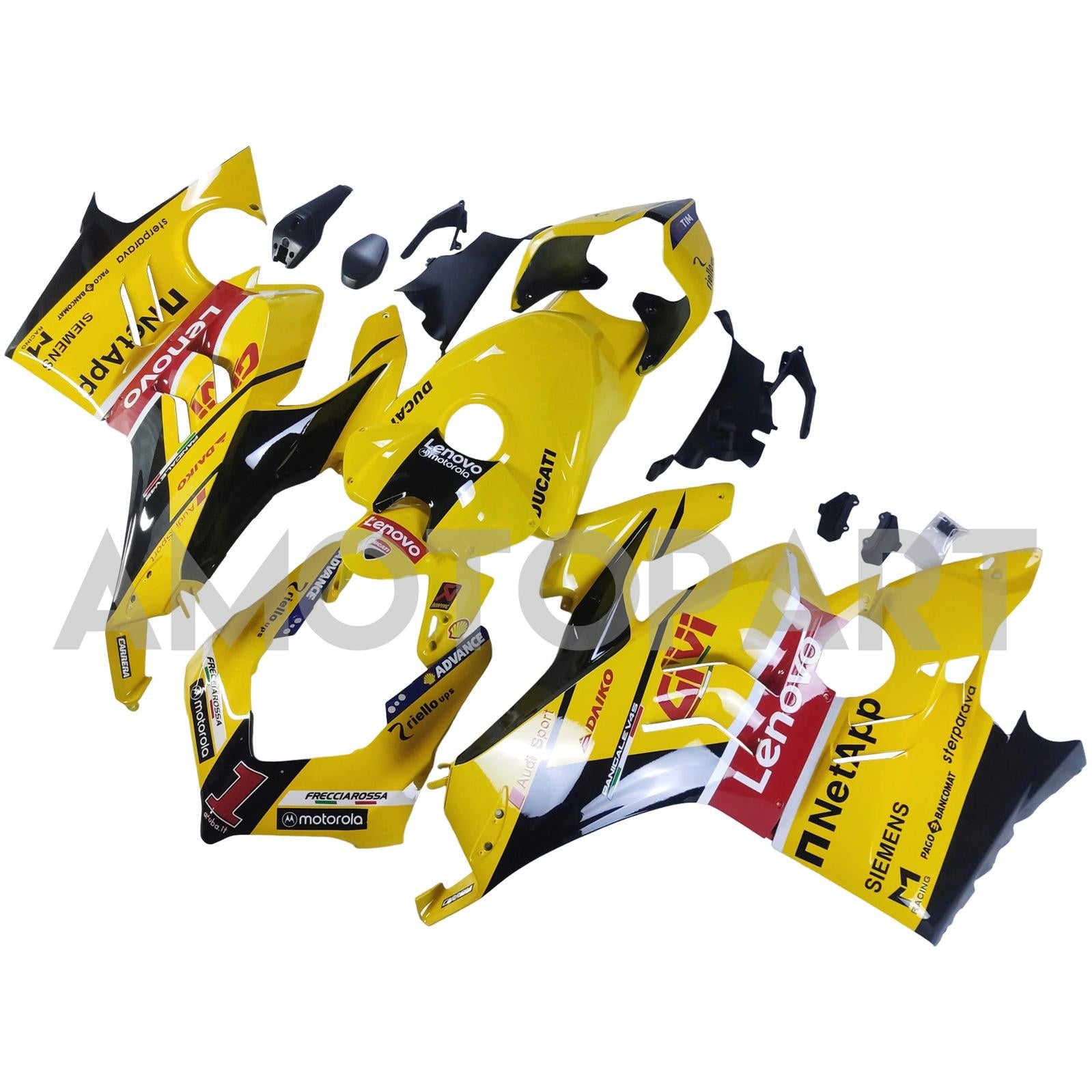 Amotopart Ducati 22-24 Panigale V4 V4S Black Yellow Red Fairing Kit