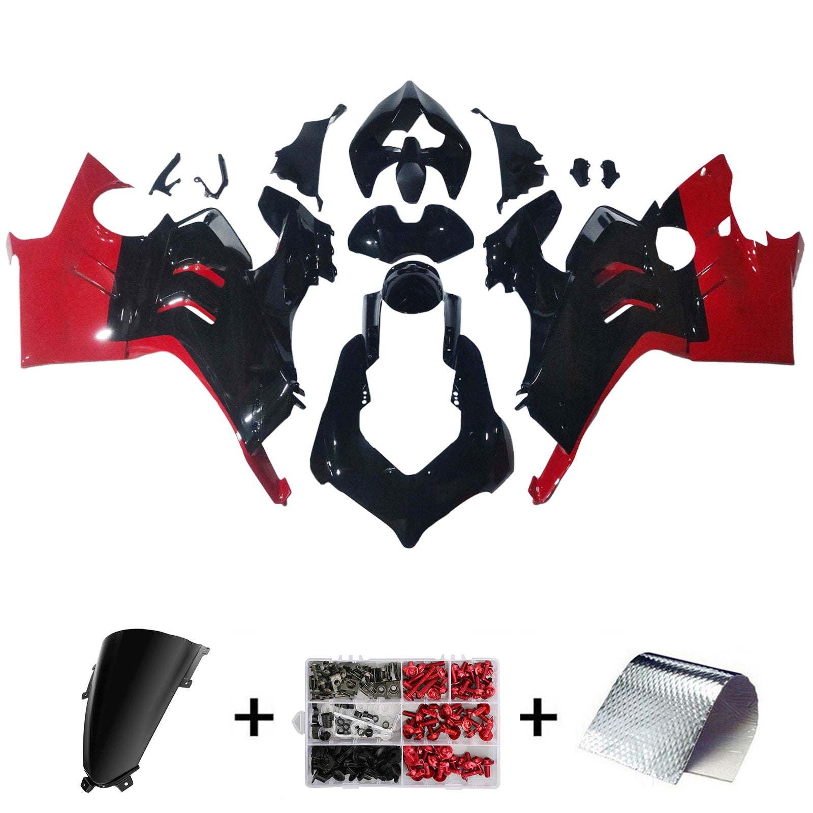 Amotopart Ducati 22-24 Panigale V4 V4S Red Black Fairing Kit