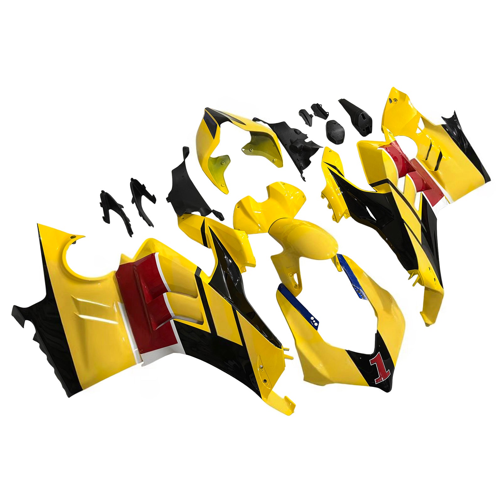 Amotopart Verkleidungsset für Ducati 22–24 V4 V4S, glänzendes Gelb-Schwarz