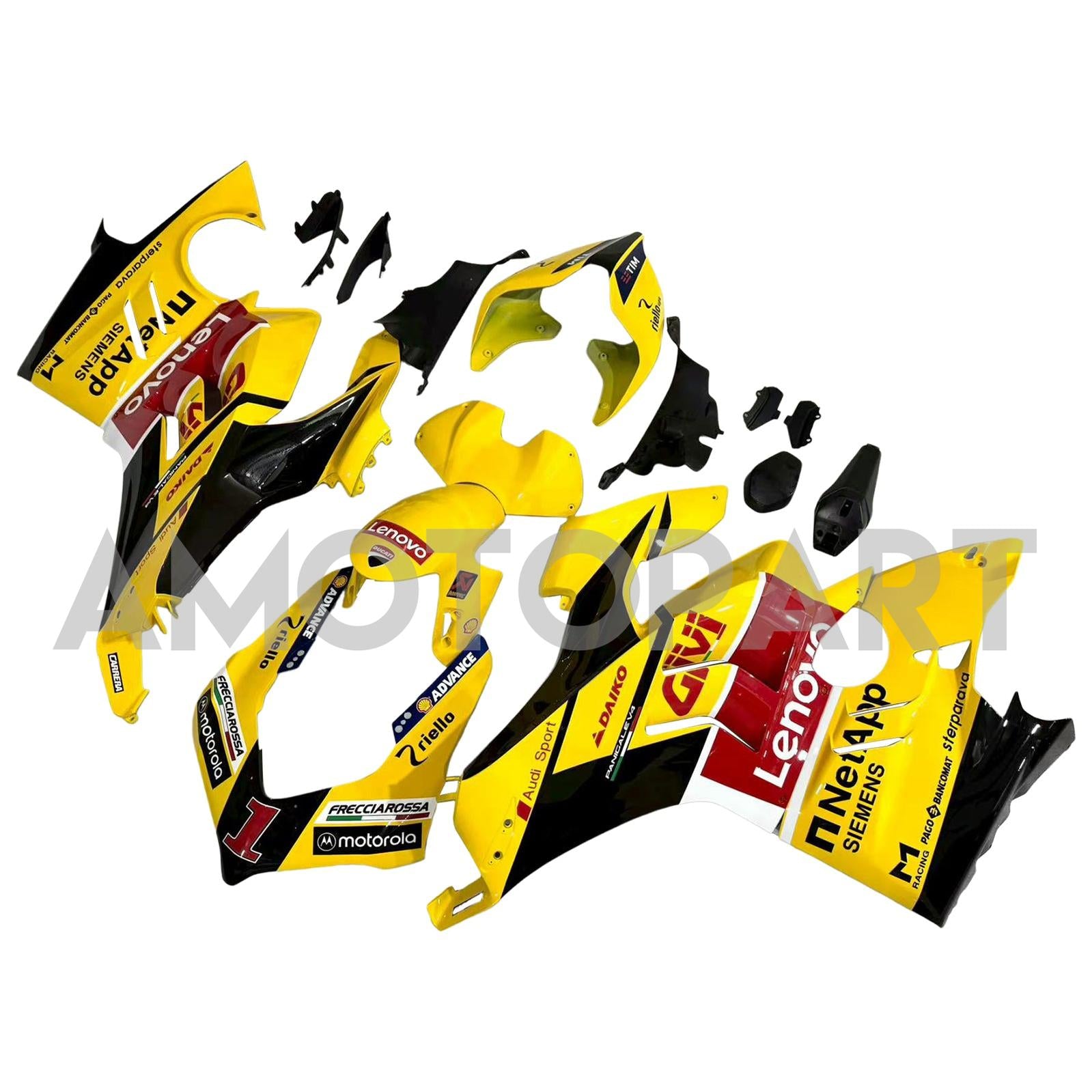 Amotopart Ducati 22-24 V4 V4S Glossy Yellow Black Fairing Kit
