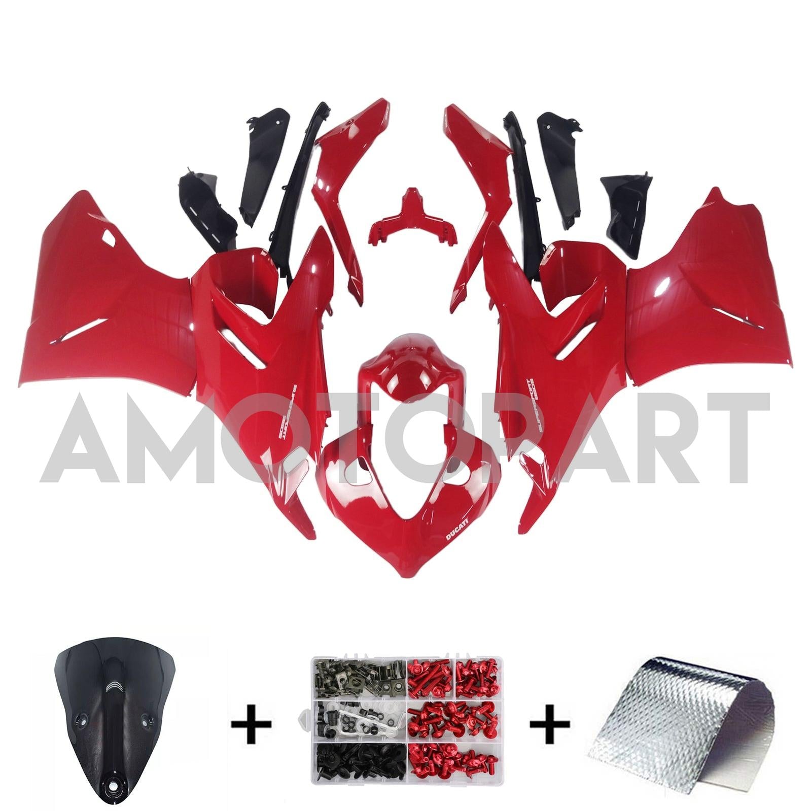 Amotopart 2021-2024 Ducati Supersport 950/950S Schwarzes Rotverkleidungskit