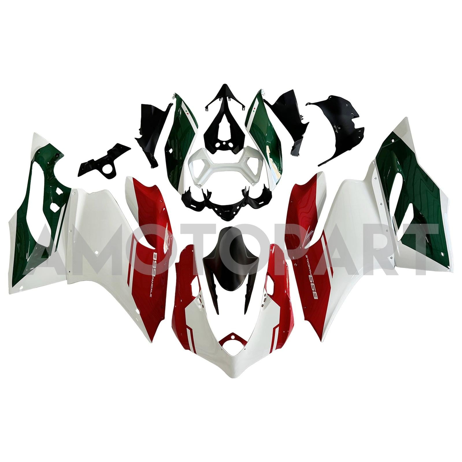 Amotopart 2012-2015 Ducati 899 Kit de carenagem branca verde vermelho