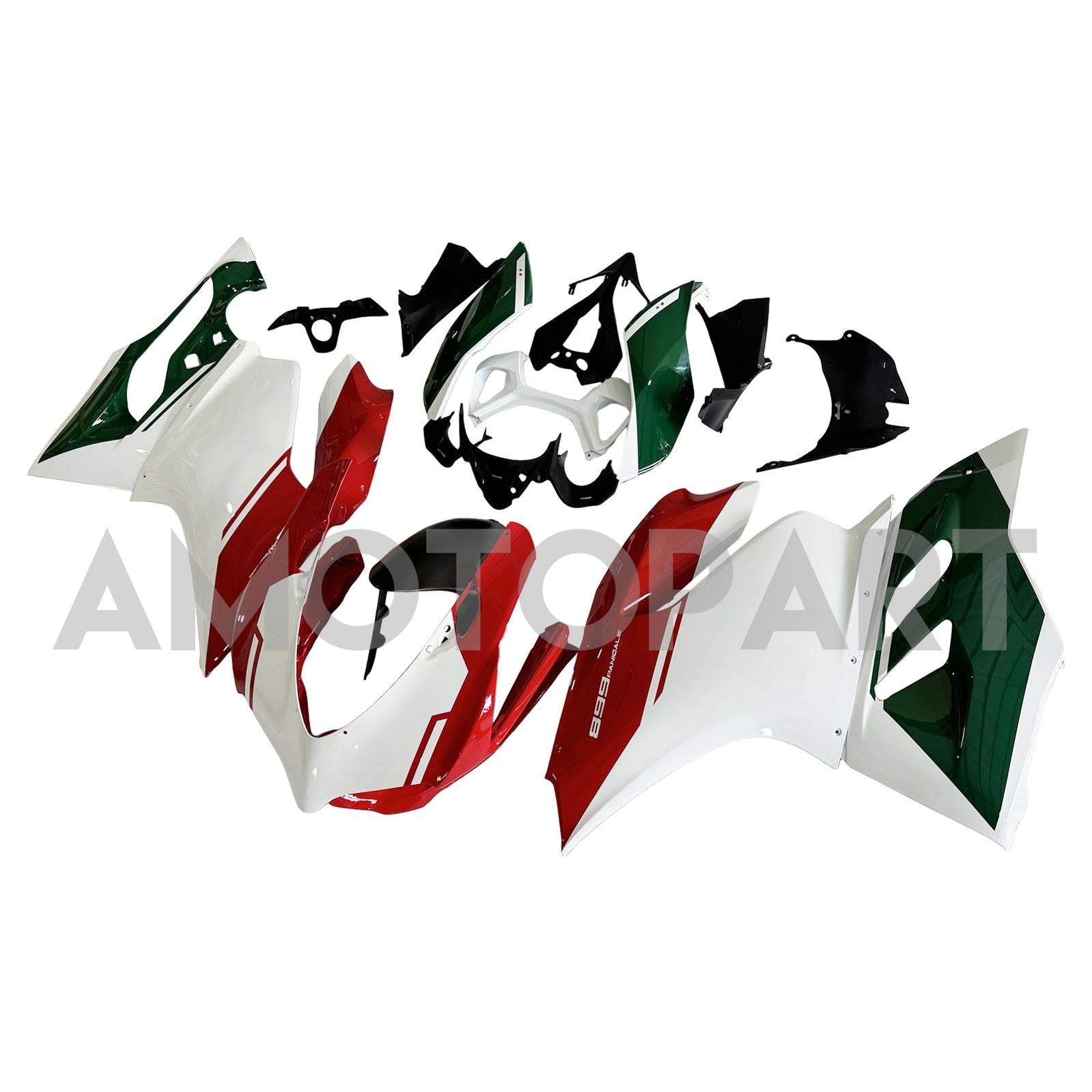 Amotopart 2012-2015 Ducati 899 Green Red White Fairing Kit