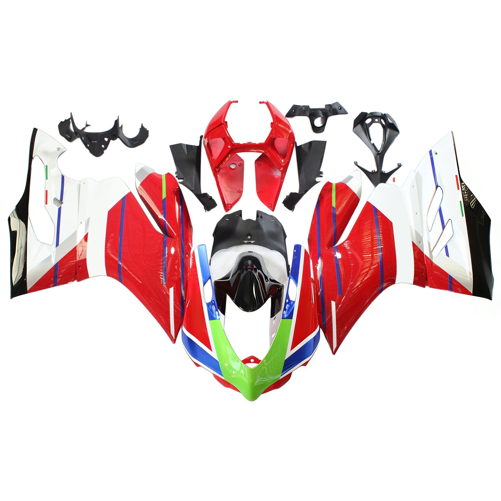 Amotopart 2012-2015 Ducati 899 Red White Green Fairing Kit