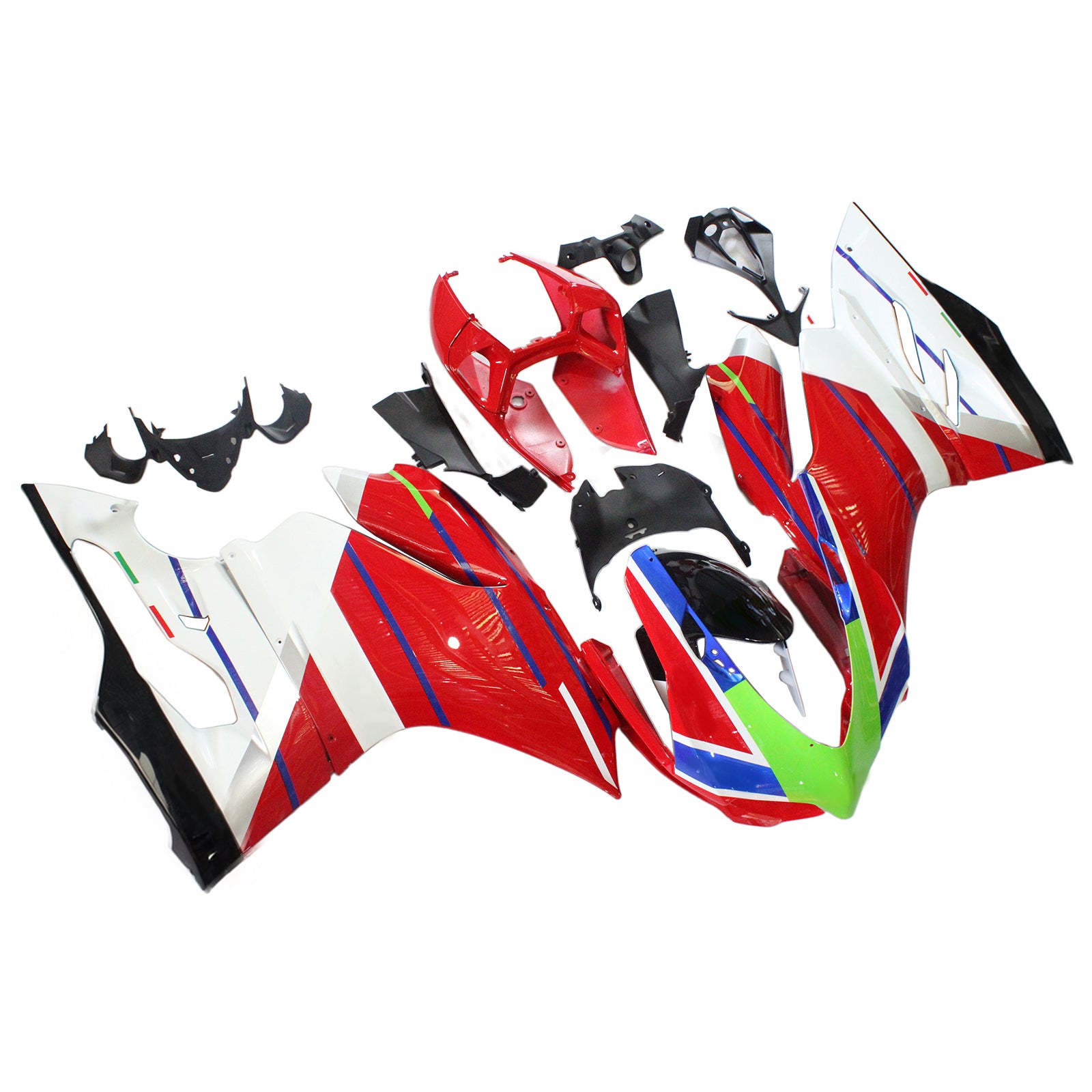 Amotopart 2012-2015 Ducati 899 Red White Green Fairing Kit