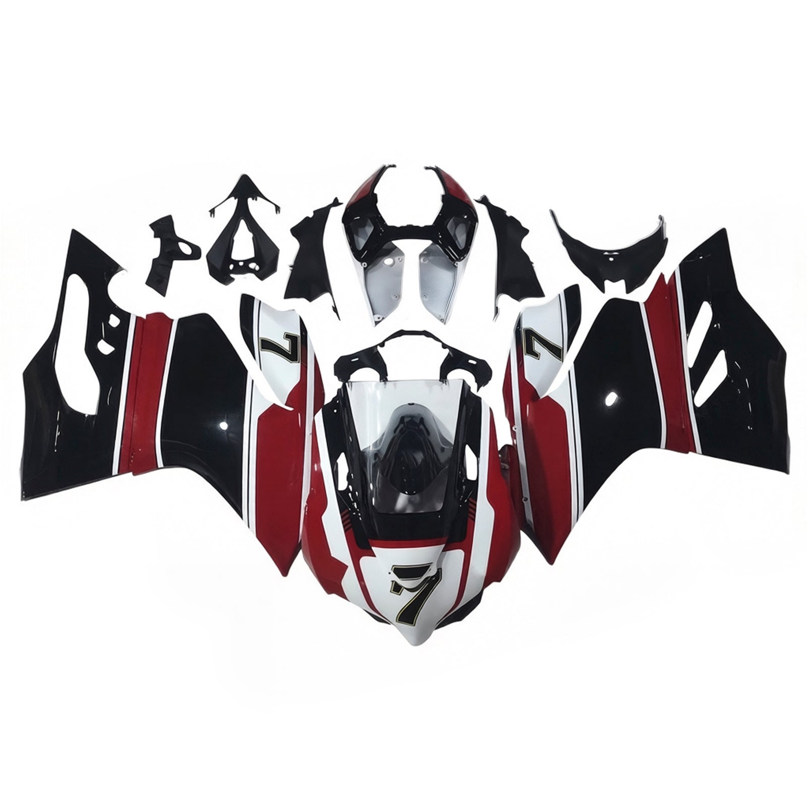 Amotopart 2012–2015 Ducati 899 glänzend rot schwarz weiß Verkleidungsset