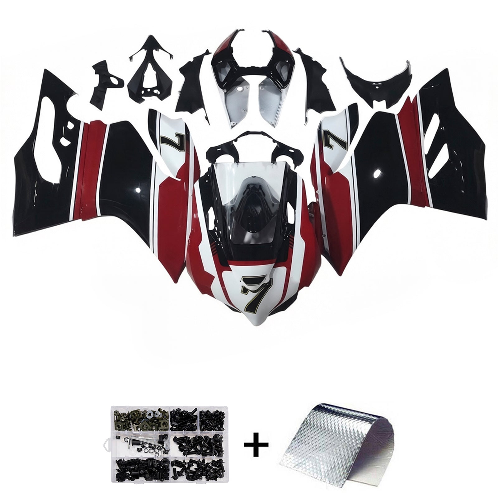 Amotopart 2012–2015 Ducati 899 glänzend rot schwarz weiß Verkleidungsset