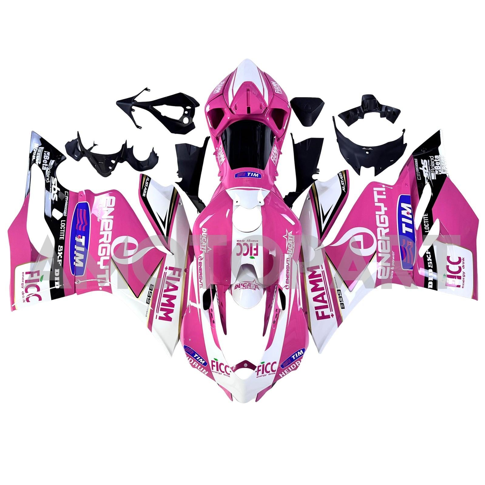 Amotopart 2012-2015 Ducati 899 Pink White Fairing Kit