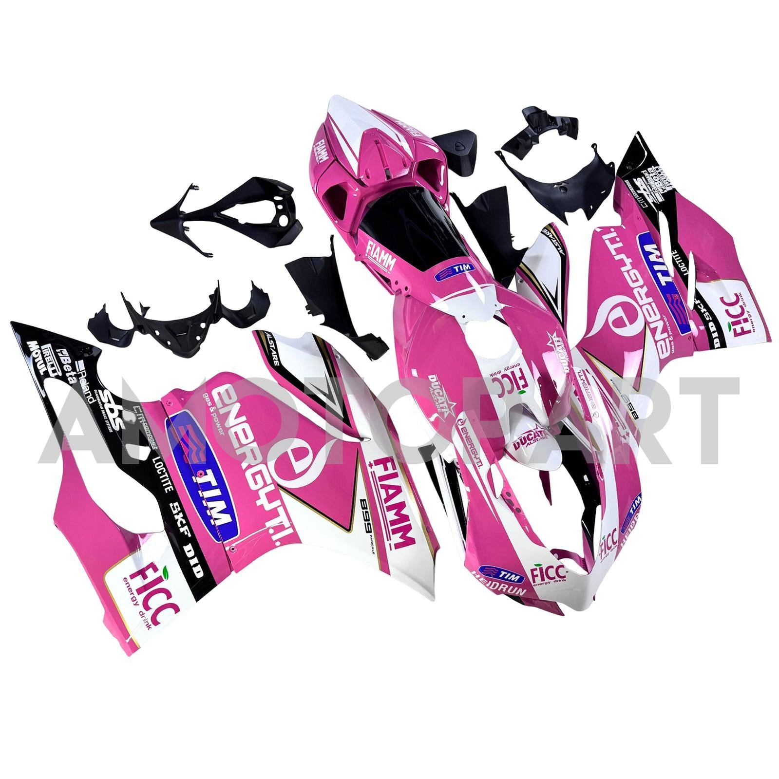 Amotopart 2012-2015 Ducati 899 Pink White Fairing Kit