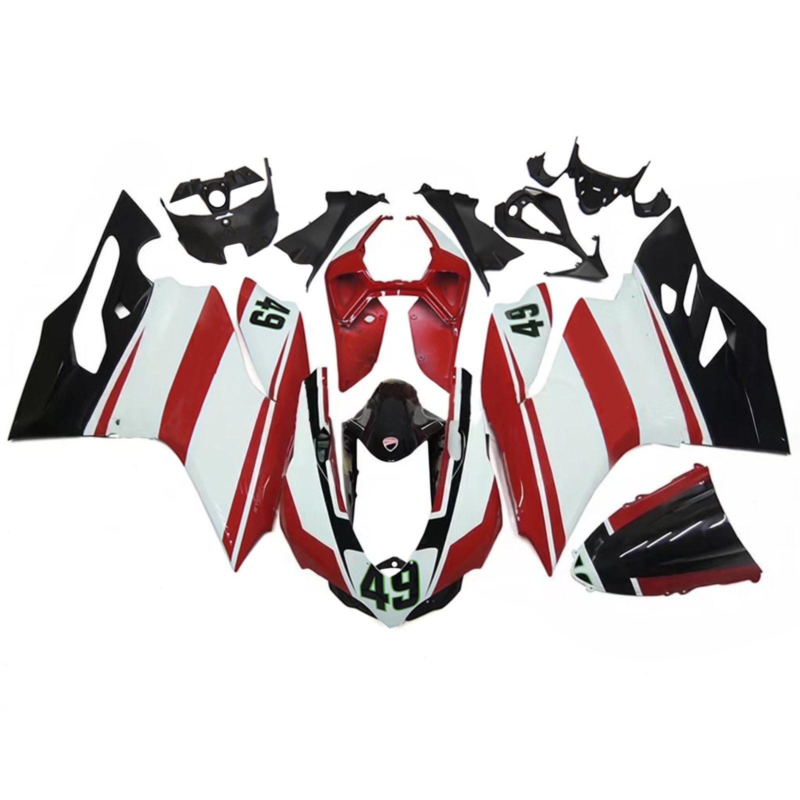 Amotopart 2012-2015 Ducati 899 White Red Black with Decals Fairing Kit