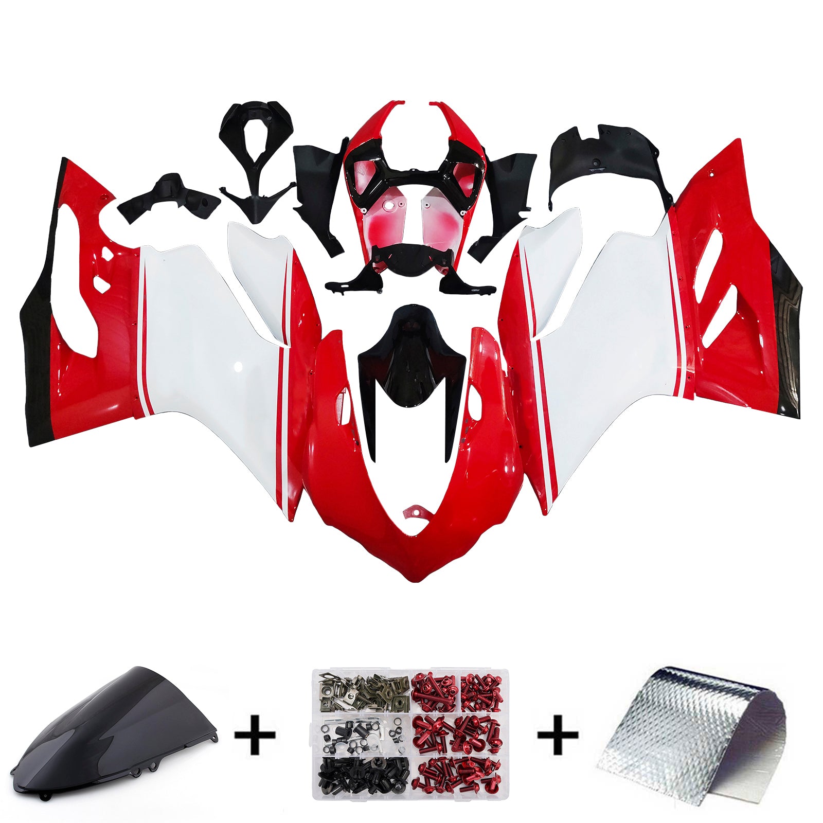 Amotopart 2012-2015 Ducati 899 White Red Black Fairing Kit