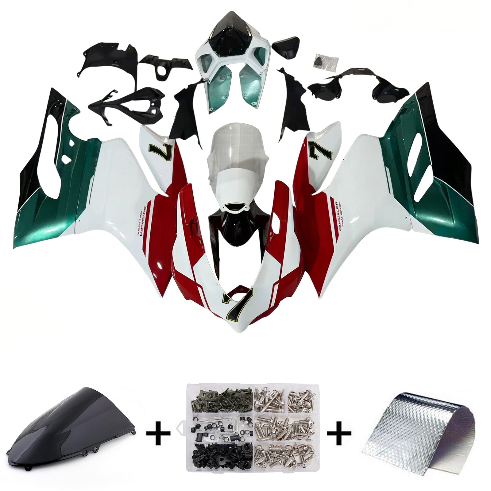 Amotopart 2012-2015 Ducati 899 White Red Green Fairing Kit