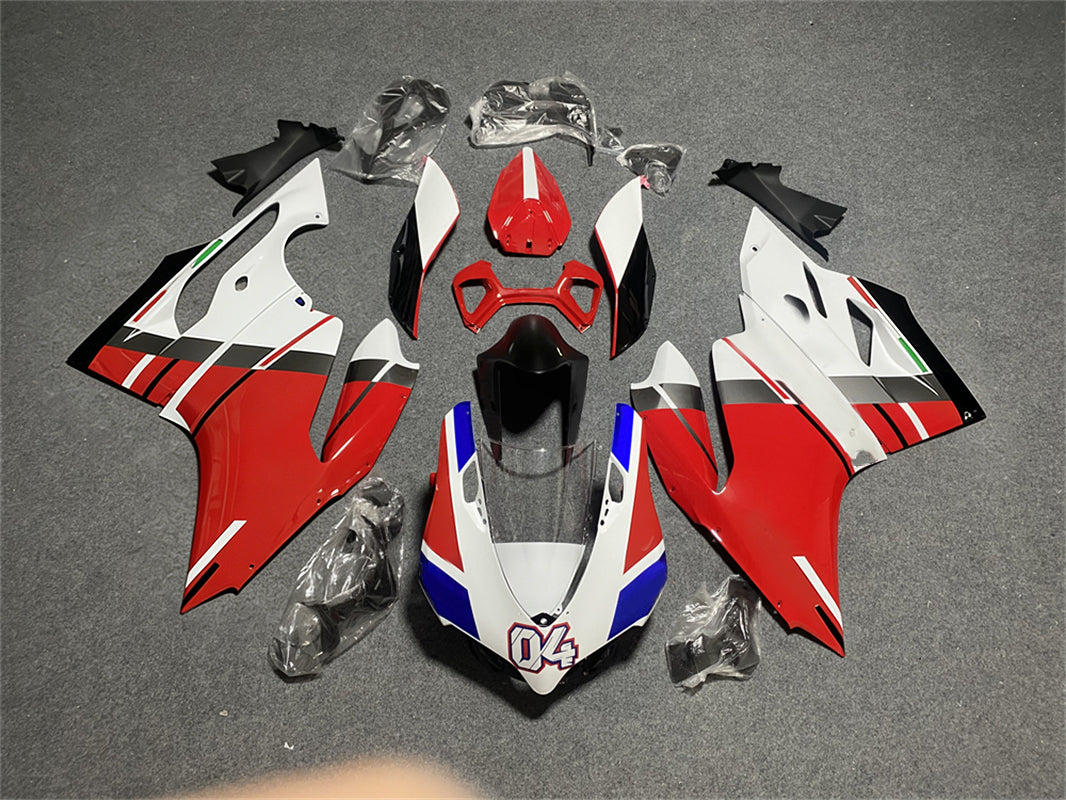 Amotopart 2012-2015 Ducati 899 Red Black with Decals White Fairing Kit