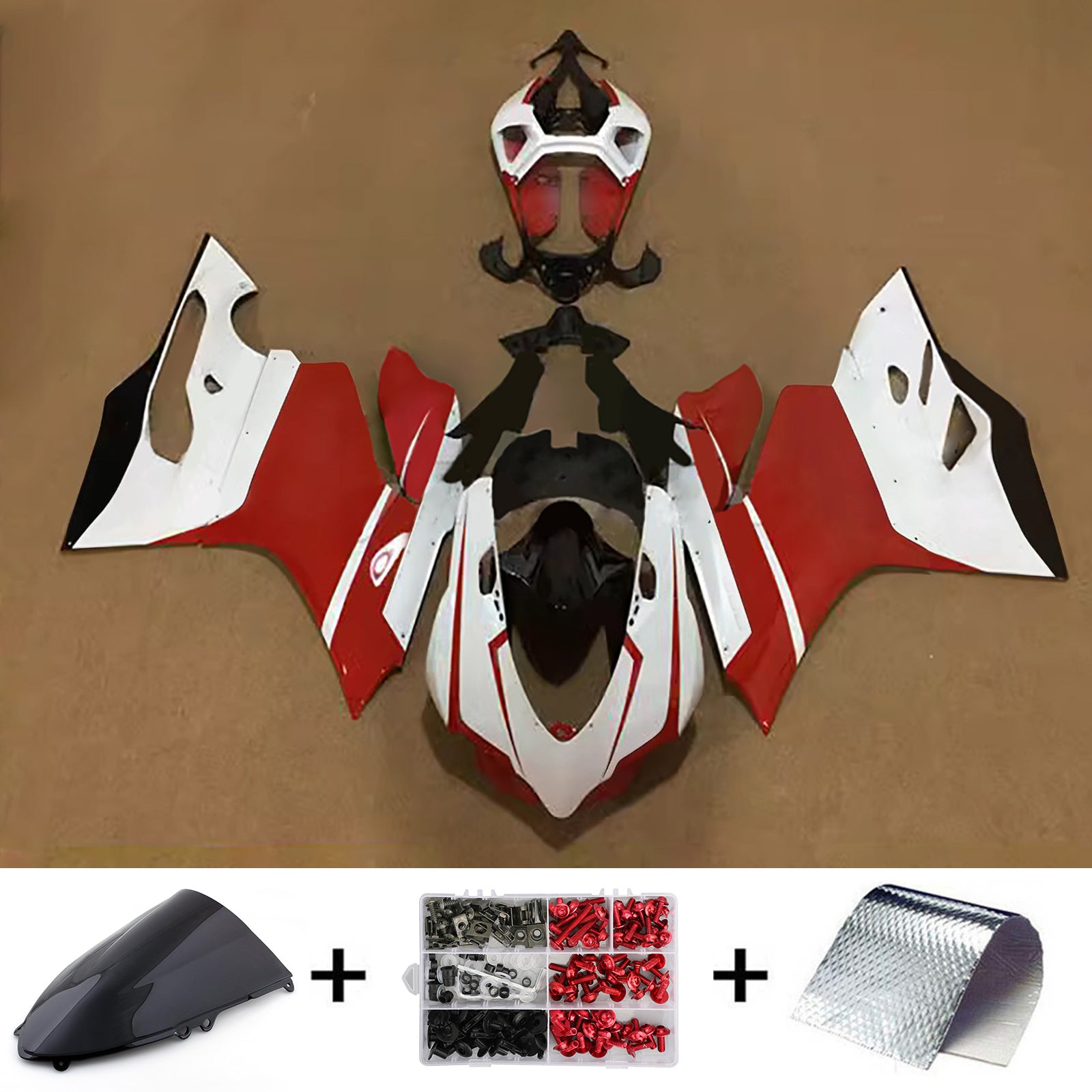 AMOTOPART 2012-2015 Ducati 899 Red White Black with Logo Fairingキット