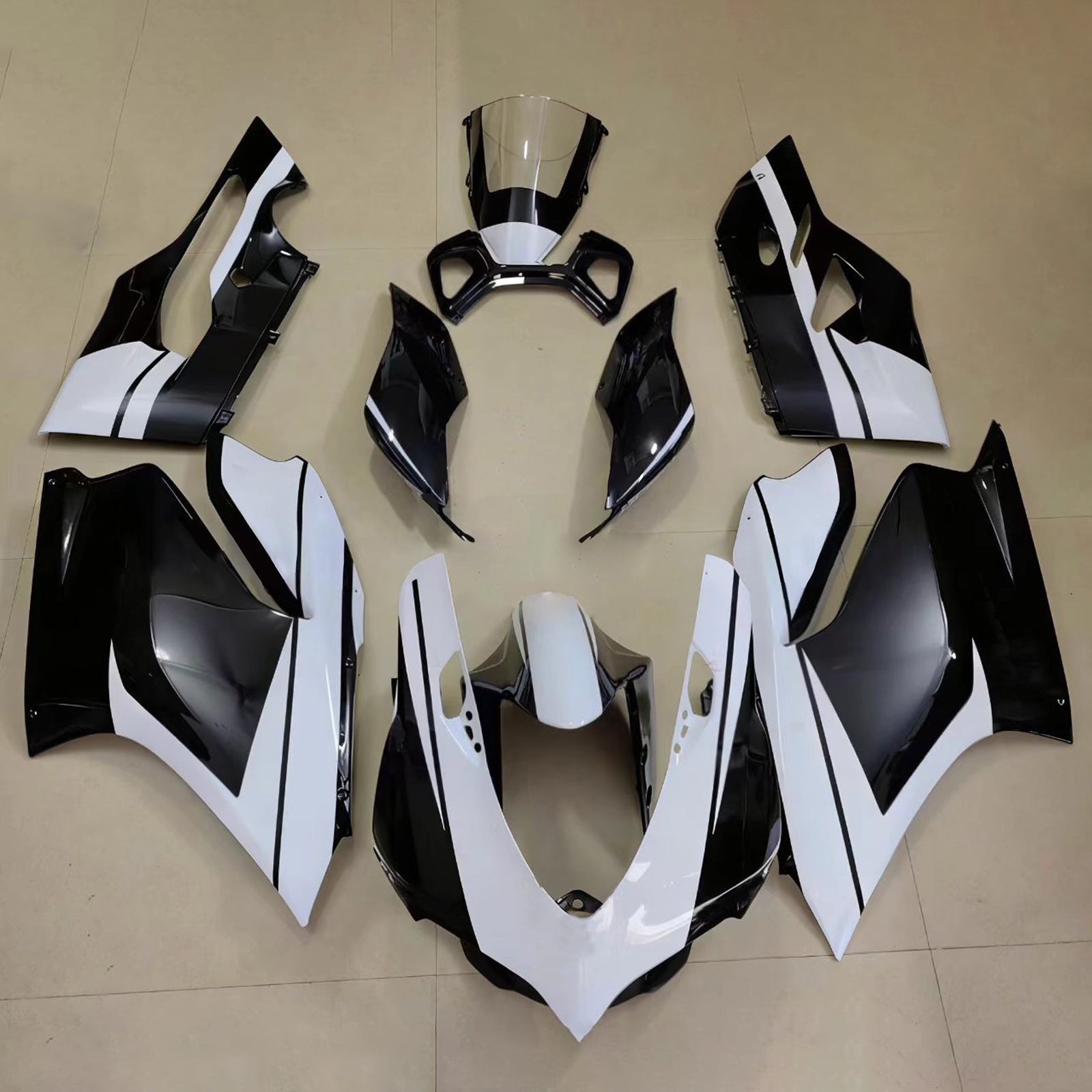 AMOTOPART 2012-2015 Ducati 899 Black White with Decalsフェアリングキット