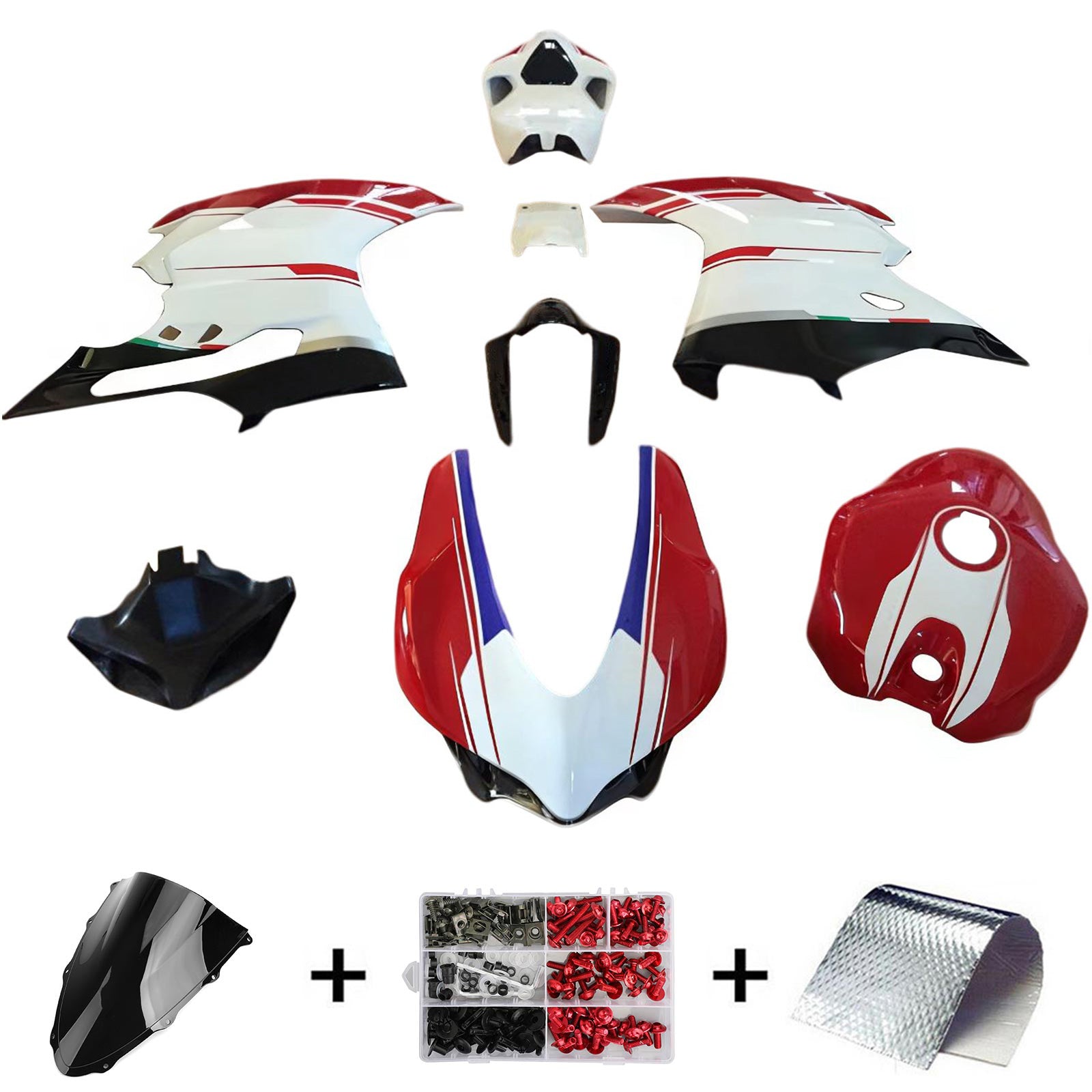 Amotopart 2015-2020 Ducati 959 フェアリング レッド ホワイト ブラック キット