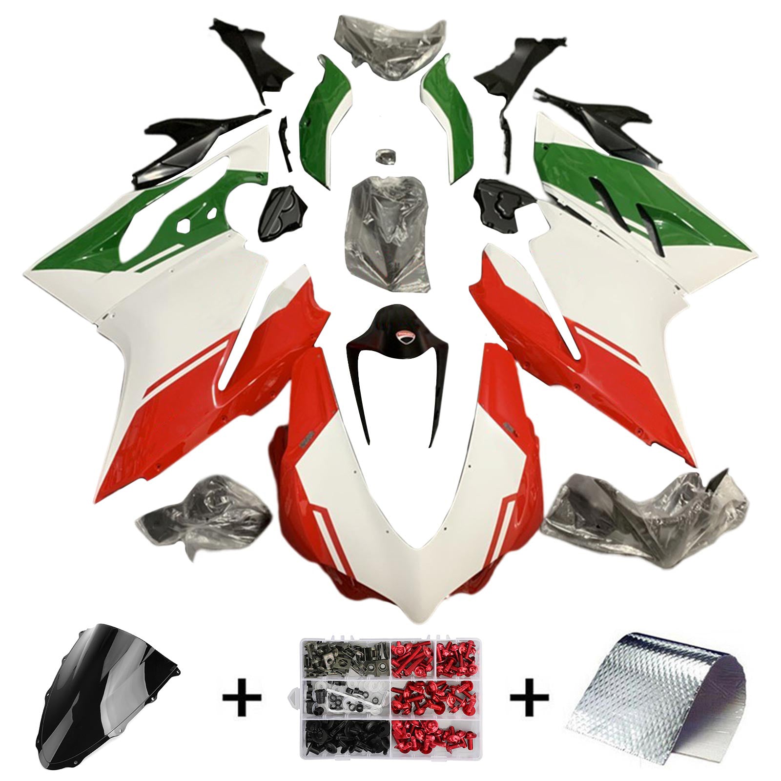 Amotopart 2015-2020 Ducati 959 Green Black Red Fairing Kit