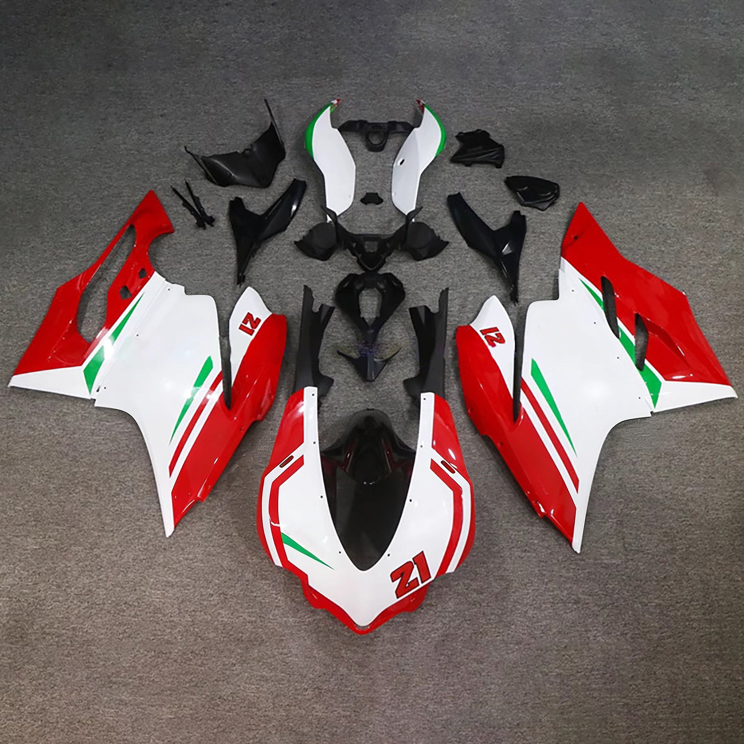 Amotopart 2015-2020 Ducati 959 Red Green White Fairing Kit