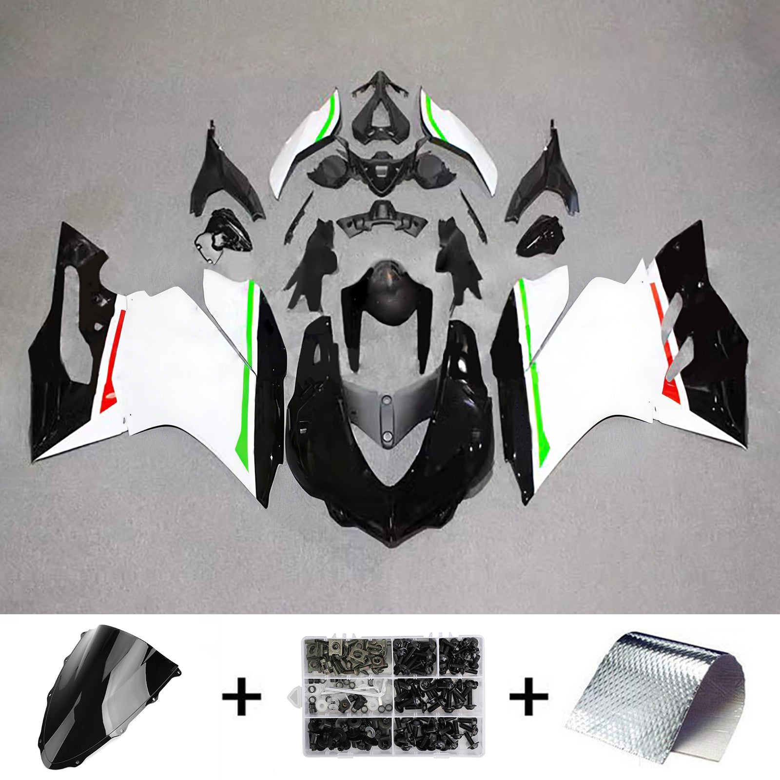 AMOTOPART 2015-2020 Ducati 959光沢のある白い赤い赤い緑のフェアリングキット