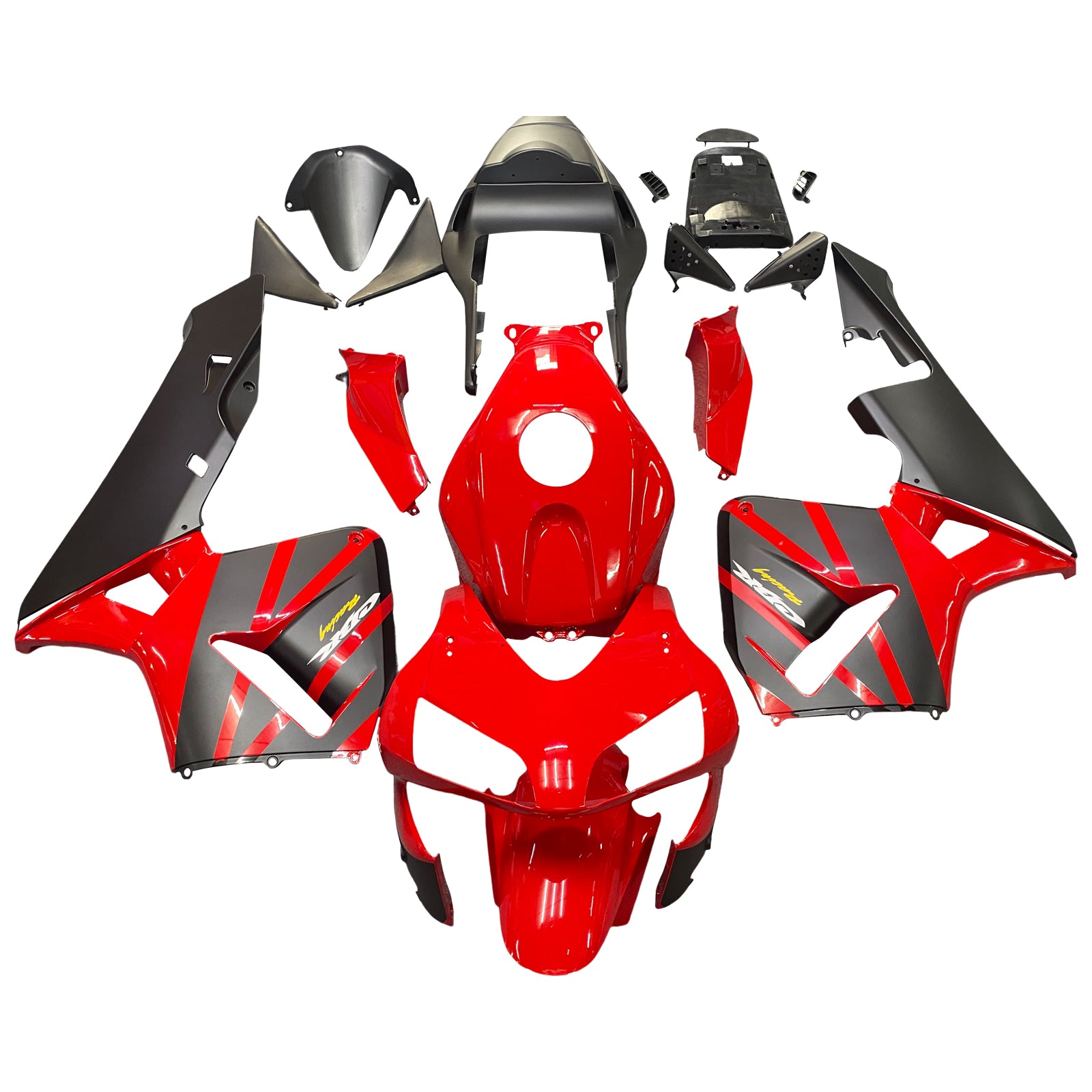 Amotopart 2003 2004 CBR600RR Honda Kit de carenado negro y rojo