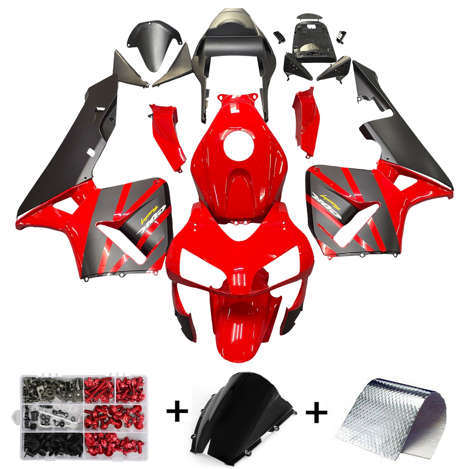 Amotopart 2003 2004 CBR600RR Honda Kit de carenado negro y rojo