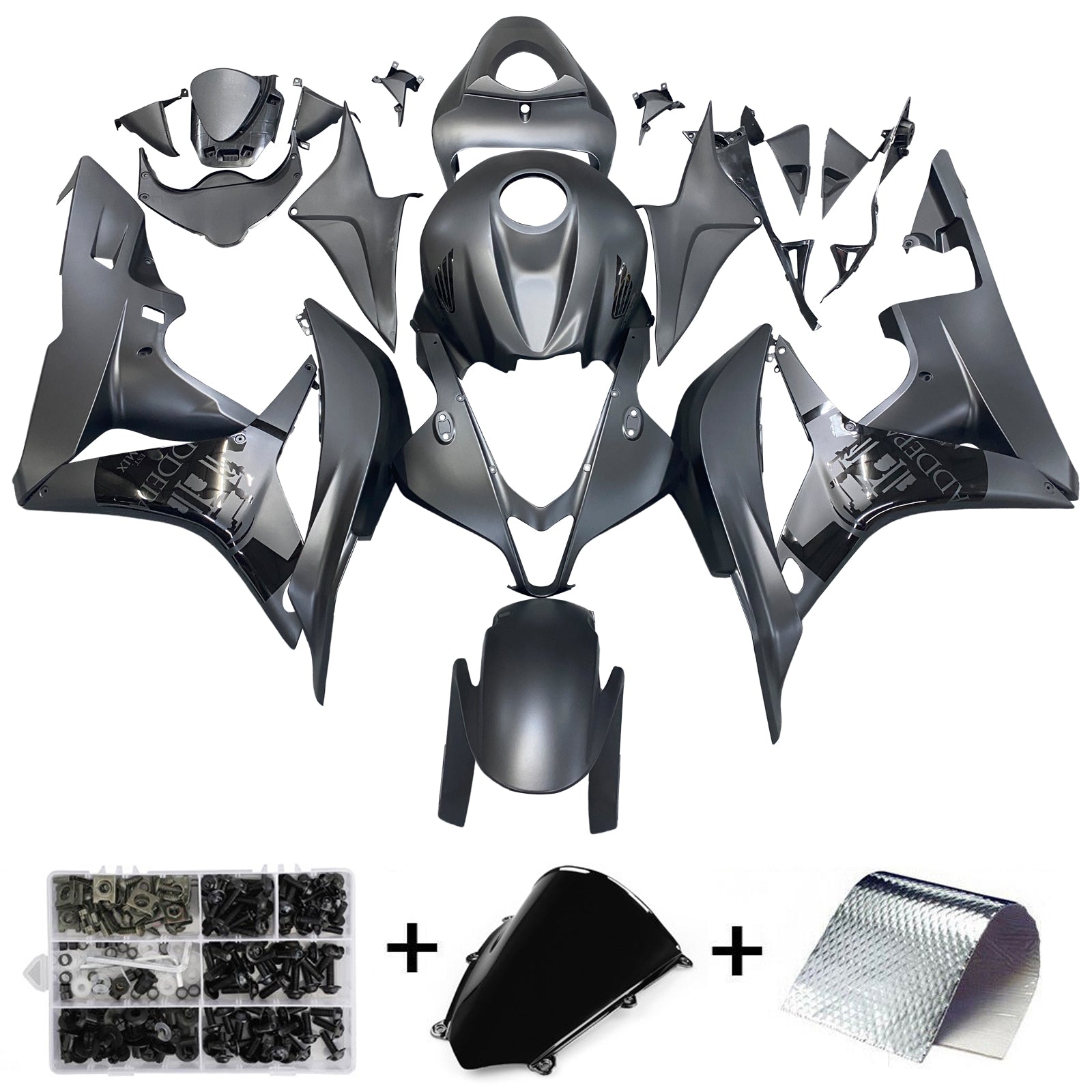 Amotopart Honda CBR600RR 2007–2008 Verkleidung, mattschwarzes Kit