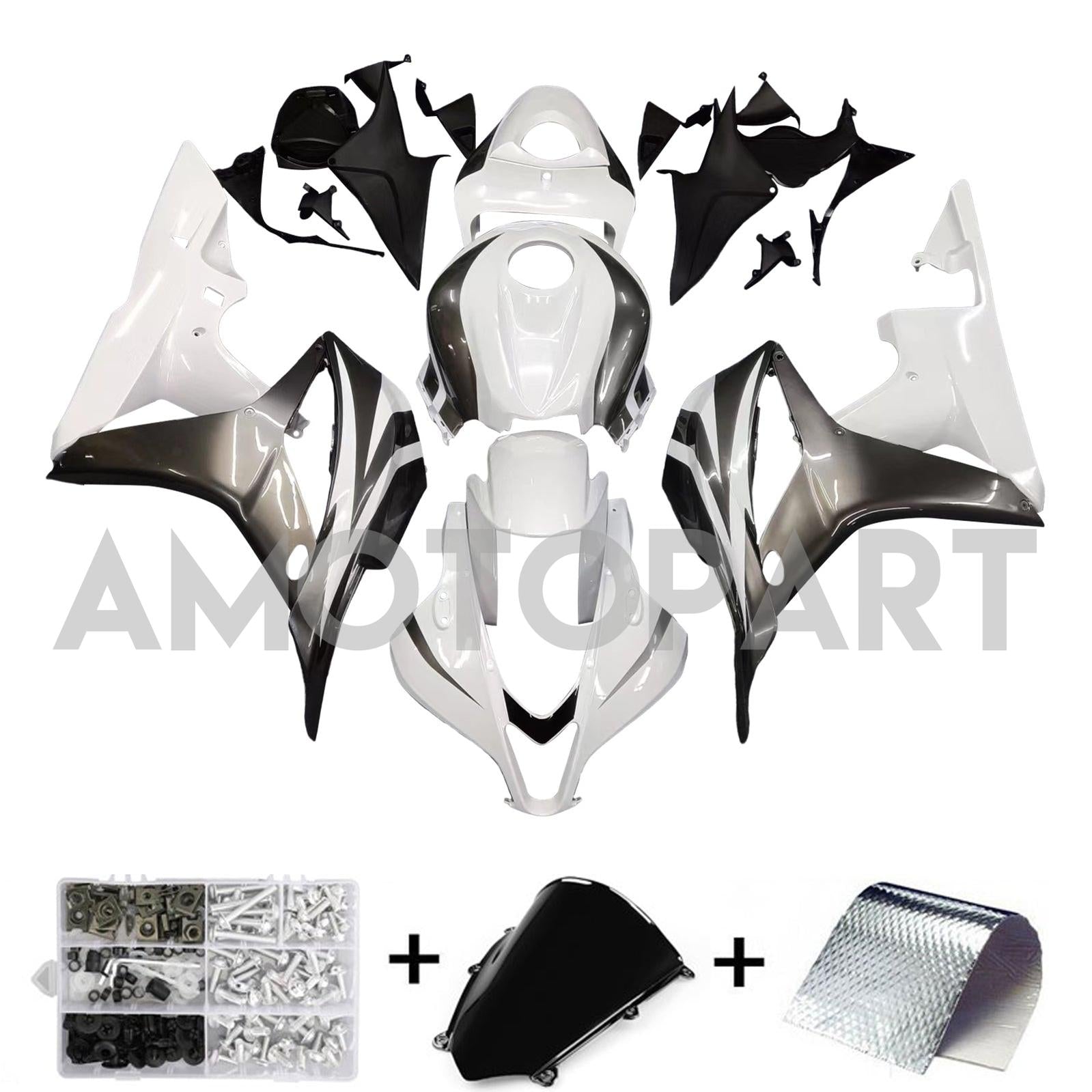 Amotopart 2007 2008 CBR600RR Honda Fairing White Black Kit