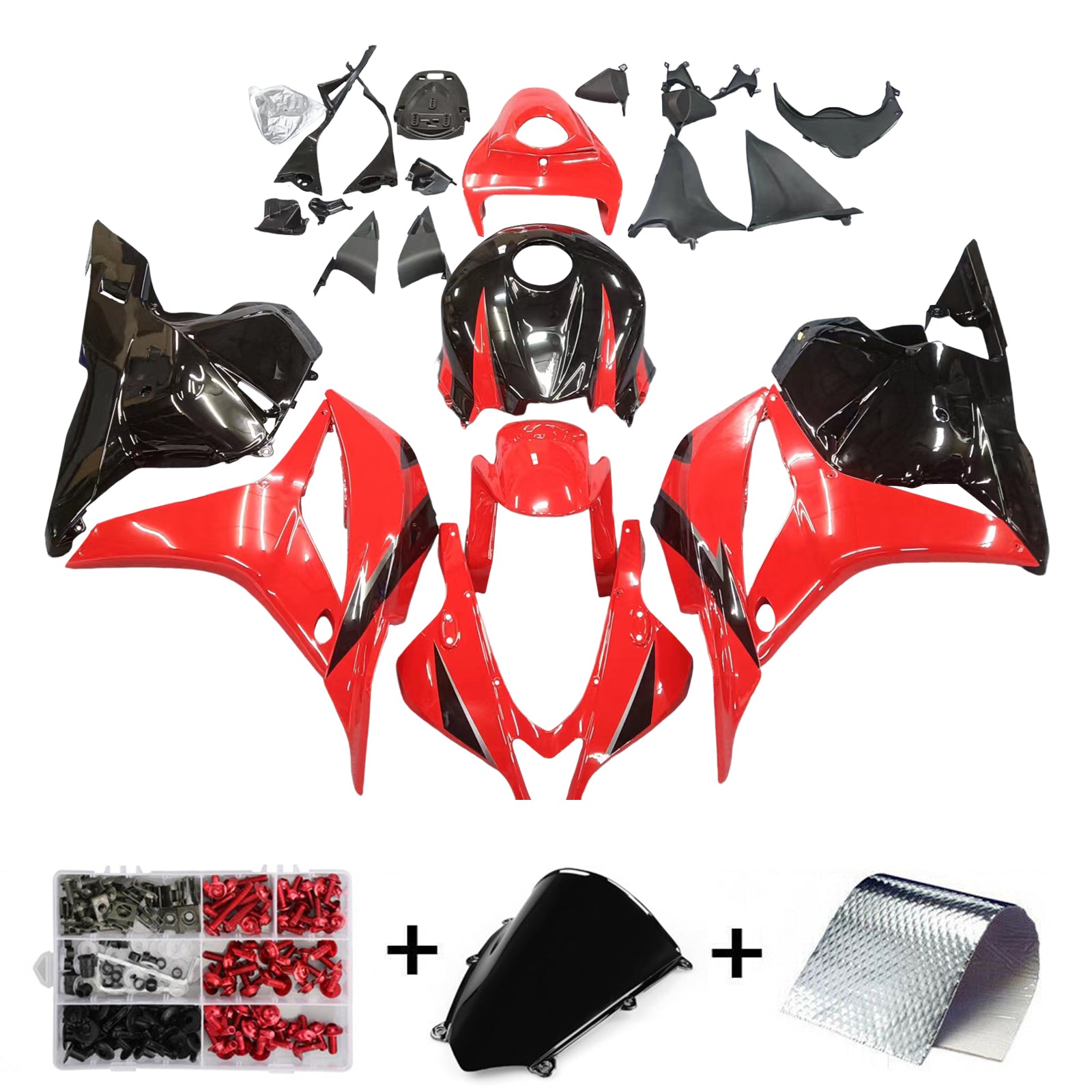 Amotopart 2009–2012 CBR600RR Honda Verkleidungsset in Rot und Schwarz