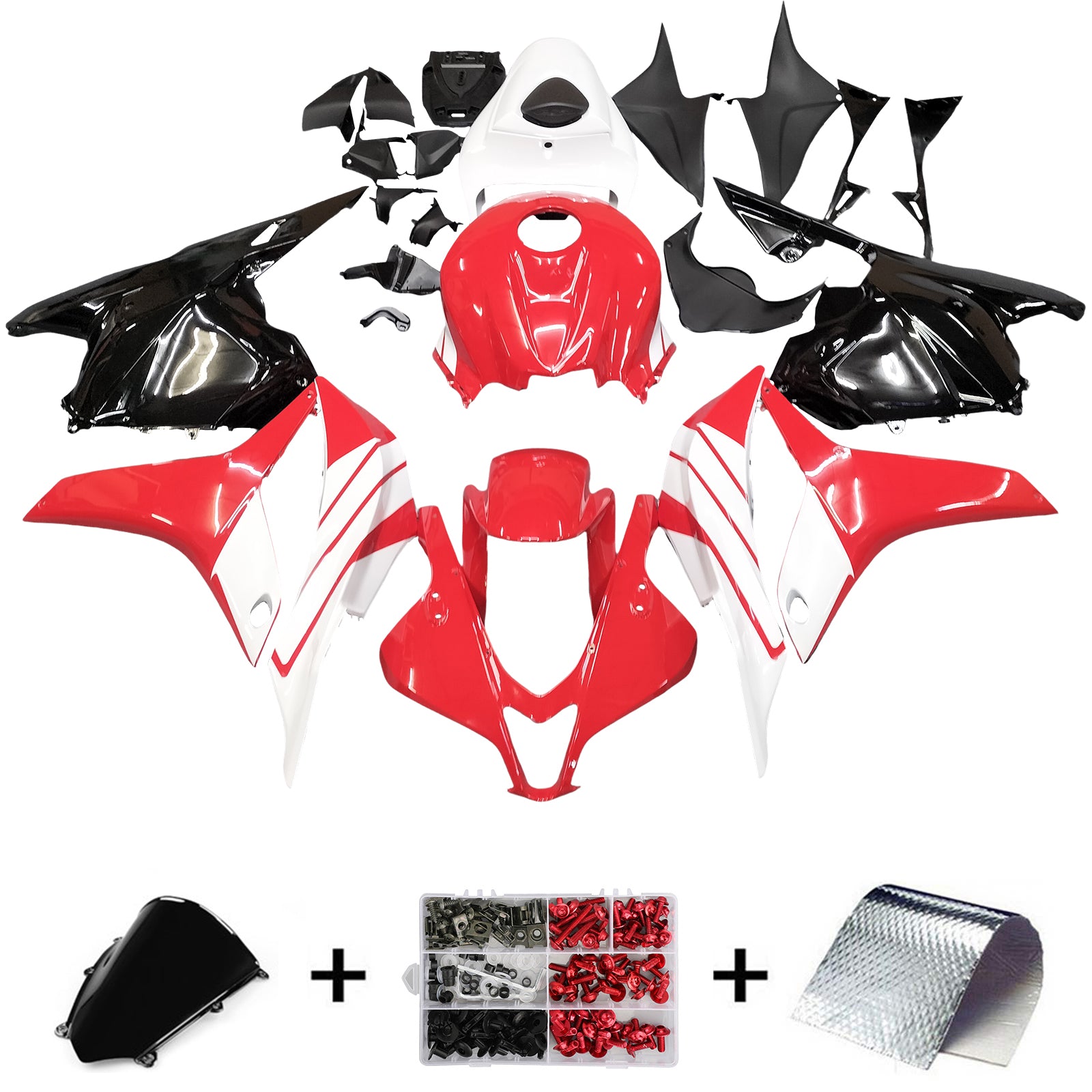 Amotopart 2009-2012 CBR600RR Honda Kit de carénage rouge blanc