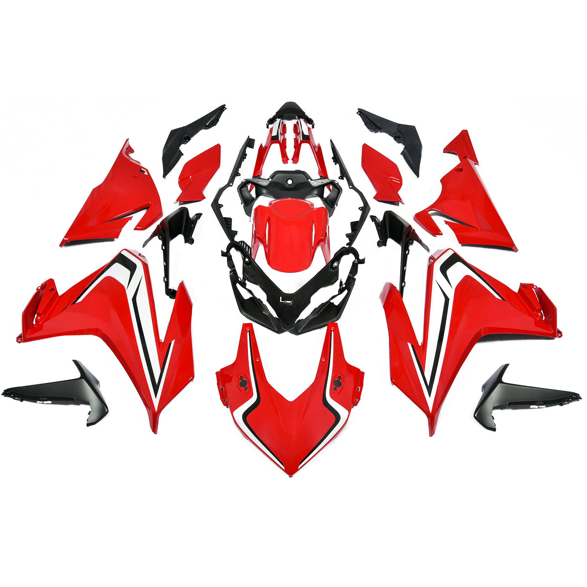 Amotopart Honda 2019–2023 CBR500R Schwarz-Rot-Verkleidungsset