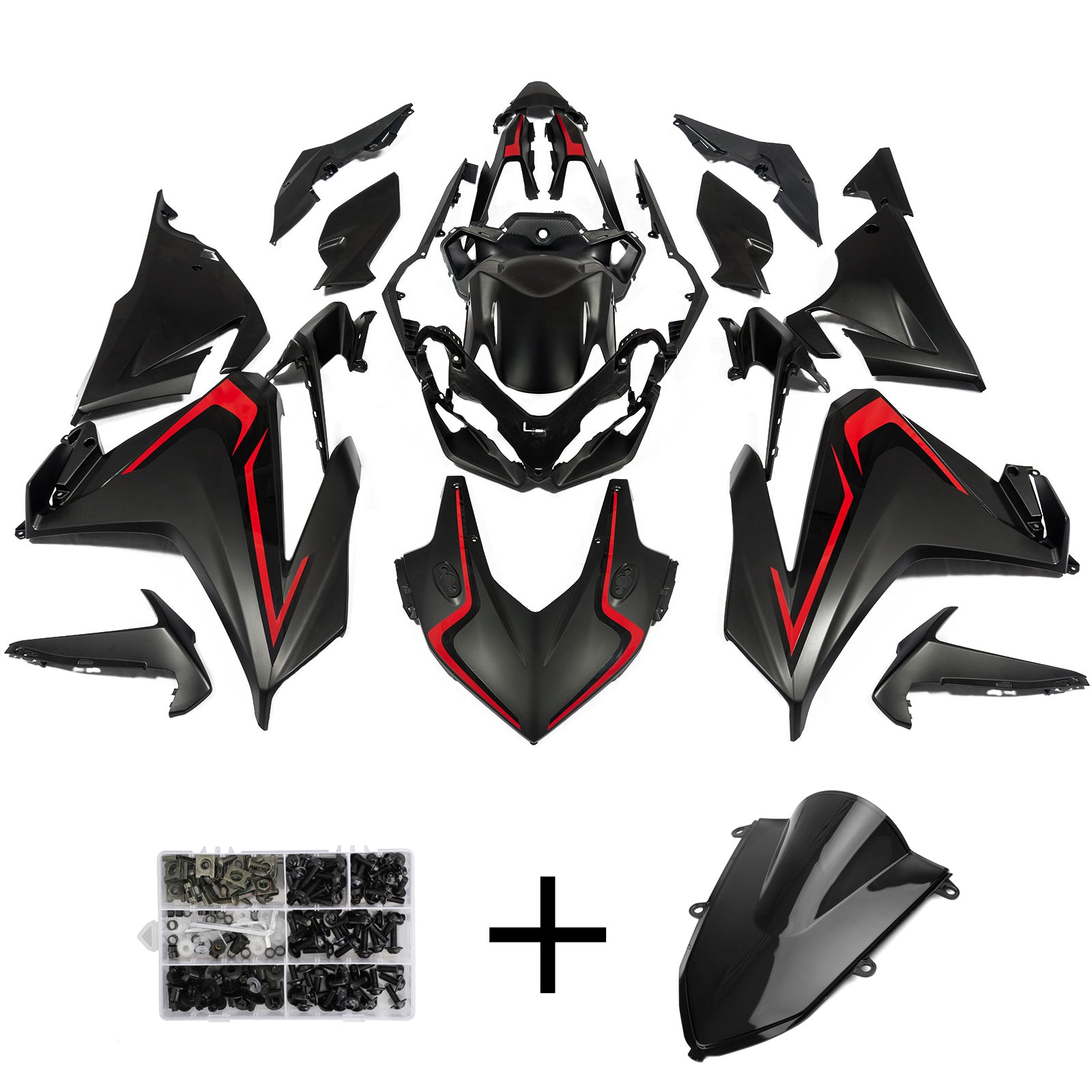 Kit de carénage Amotopart Honda 2019-2023 CBR500R noir rouge