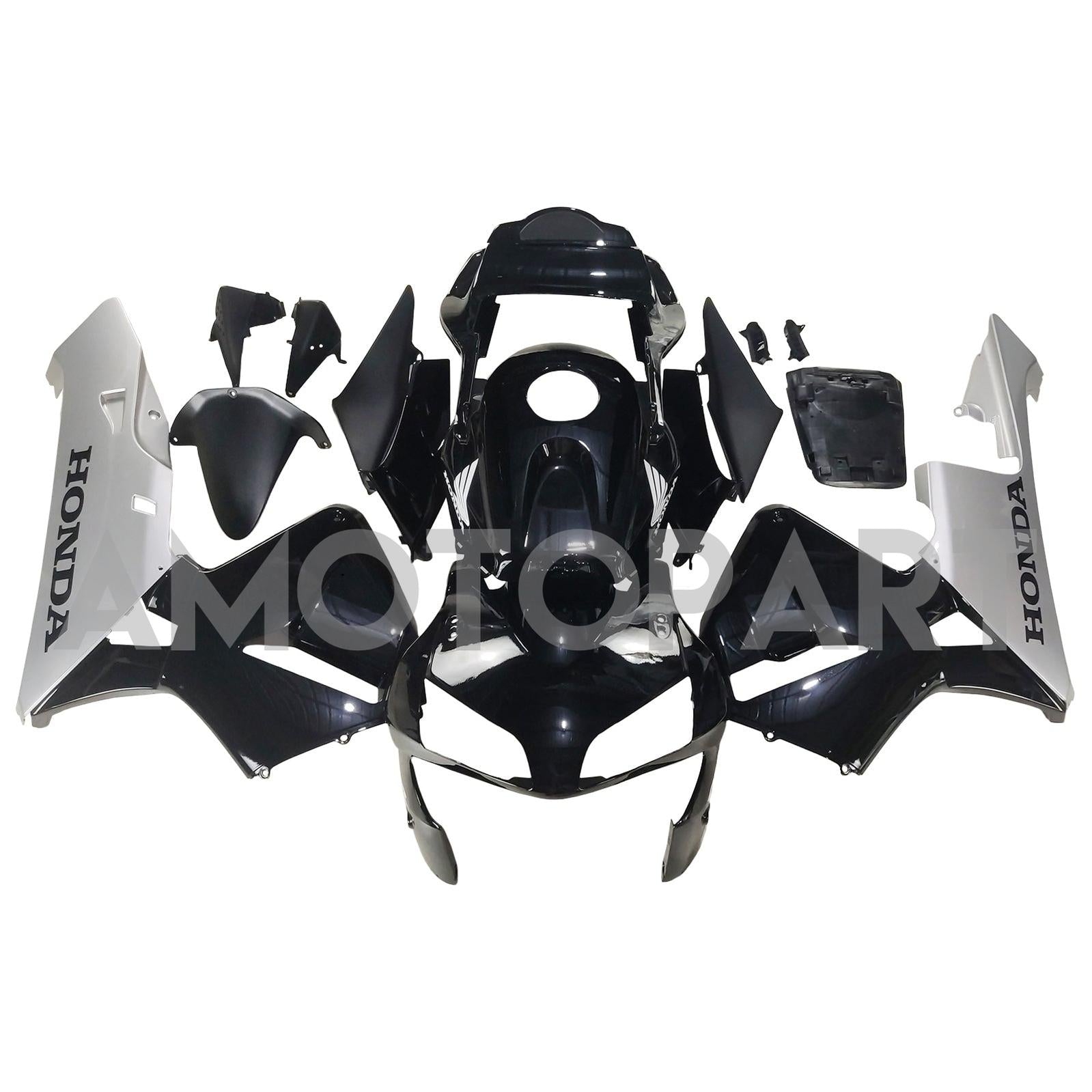 Amotopart 2003-2004 CBR600RR Honda Kit de carenado negro y plateado