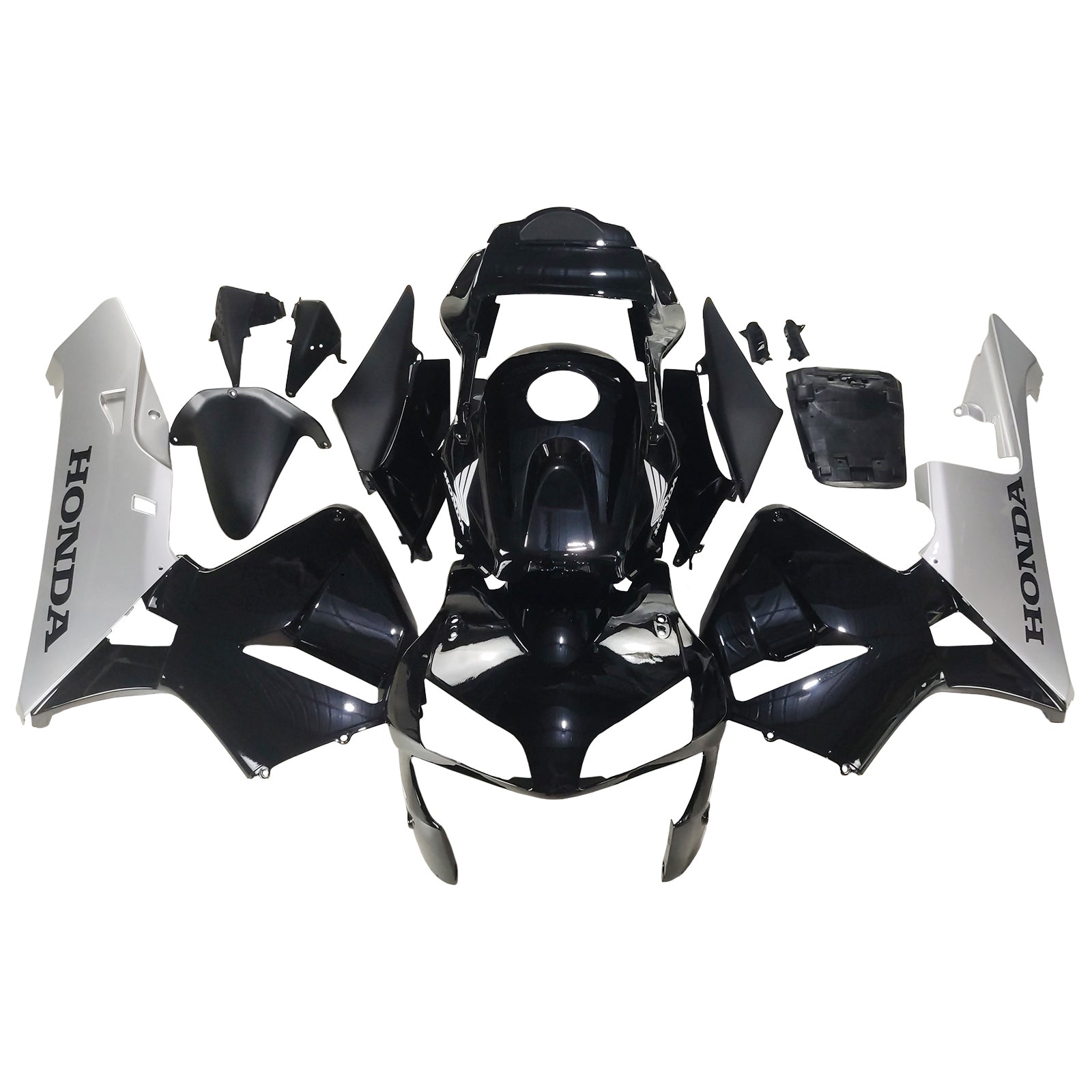 Amotopart 2003-2004 CBR600RR Honda Kit de carenado negro y plateado