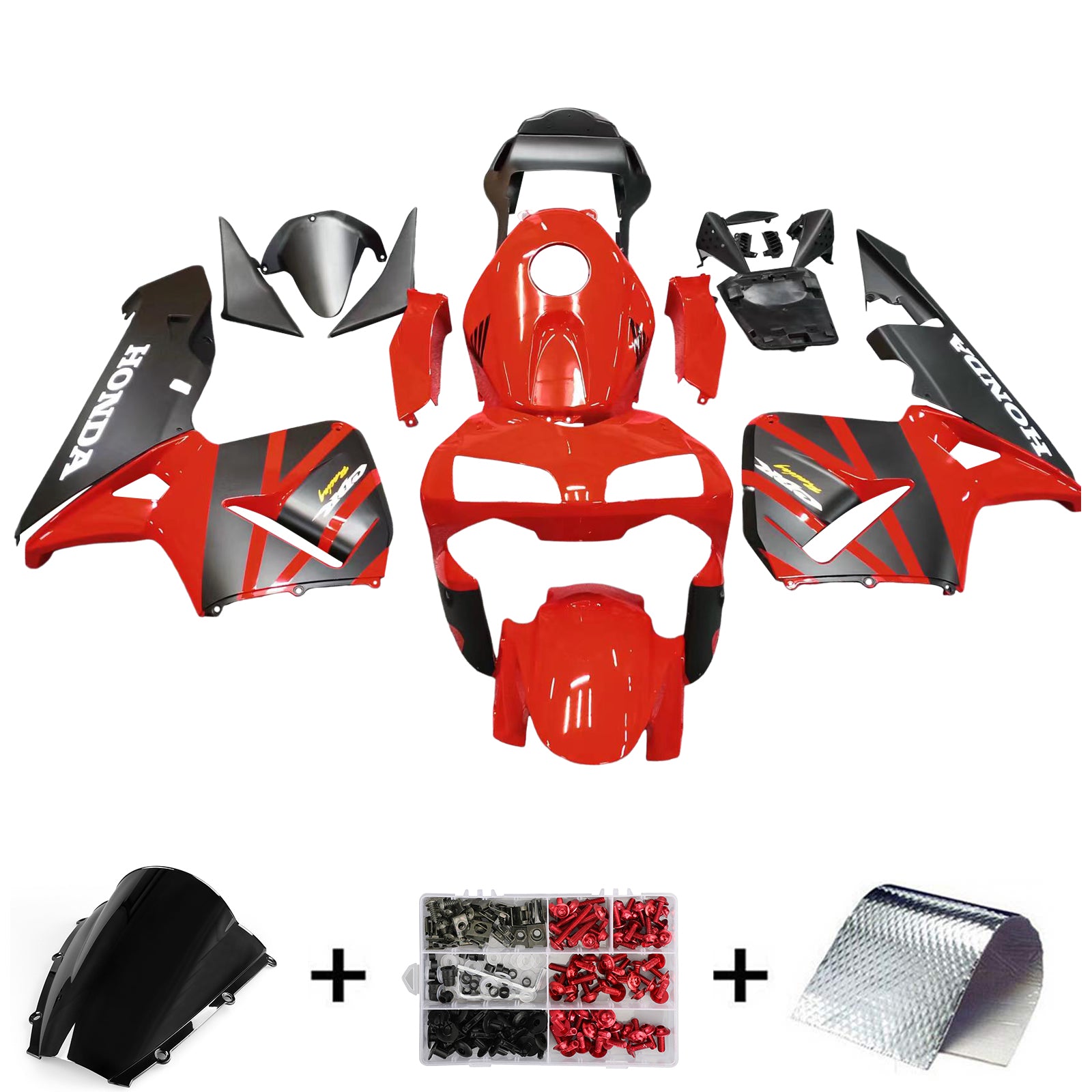 Amotopart 2003–2004 Honda CBR600RR Verkleidungsset in Rot und Schwarz